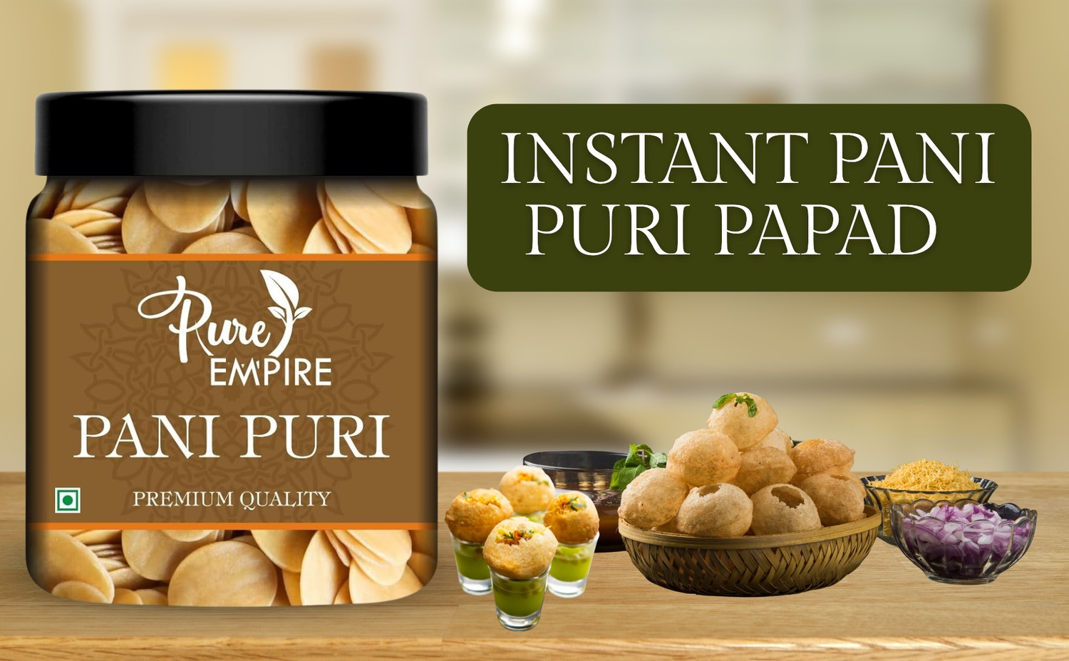 Image of Pure Empire Ready To Fry Dry GolGappa /Pani Puri /Oval Papad Fryums Fryums