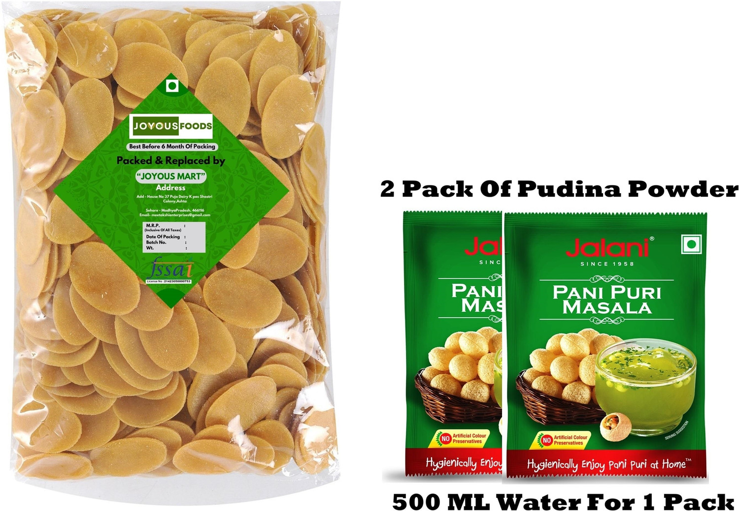 Image of JOYOUS FOODS Instant PaniPuri Papad | Dry Gol Gappa, Dry Fuchka, Puchka Fryums Fryums (1 kg)