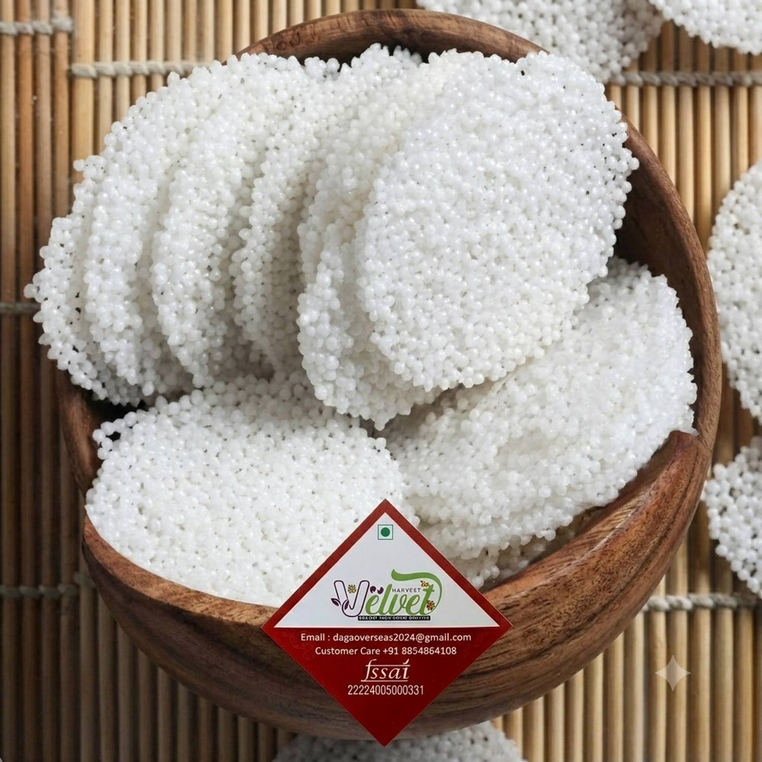VELVET HARVEST Ready to Fry White Sabudana Papad - Sago Tapioca Chips for Vrat (Pouch Packing) Fryums