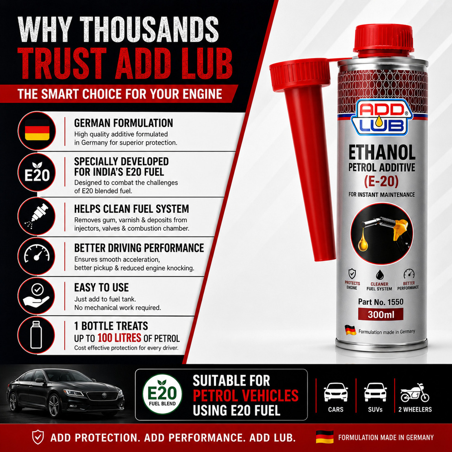 Image of ADDLUB Ethanol Petrol Additive (E20) Fuel Injector Cleaner