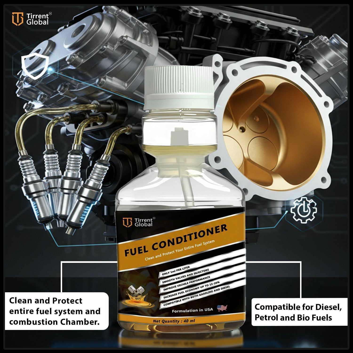Image of Tirrent Global Tirrent Fuel Conditioner | Fuel Additive for Cars & Bikes | Fuel Injector Cleaner
