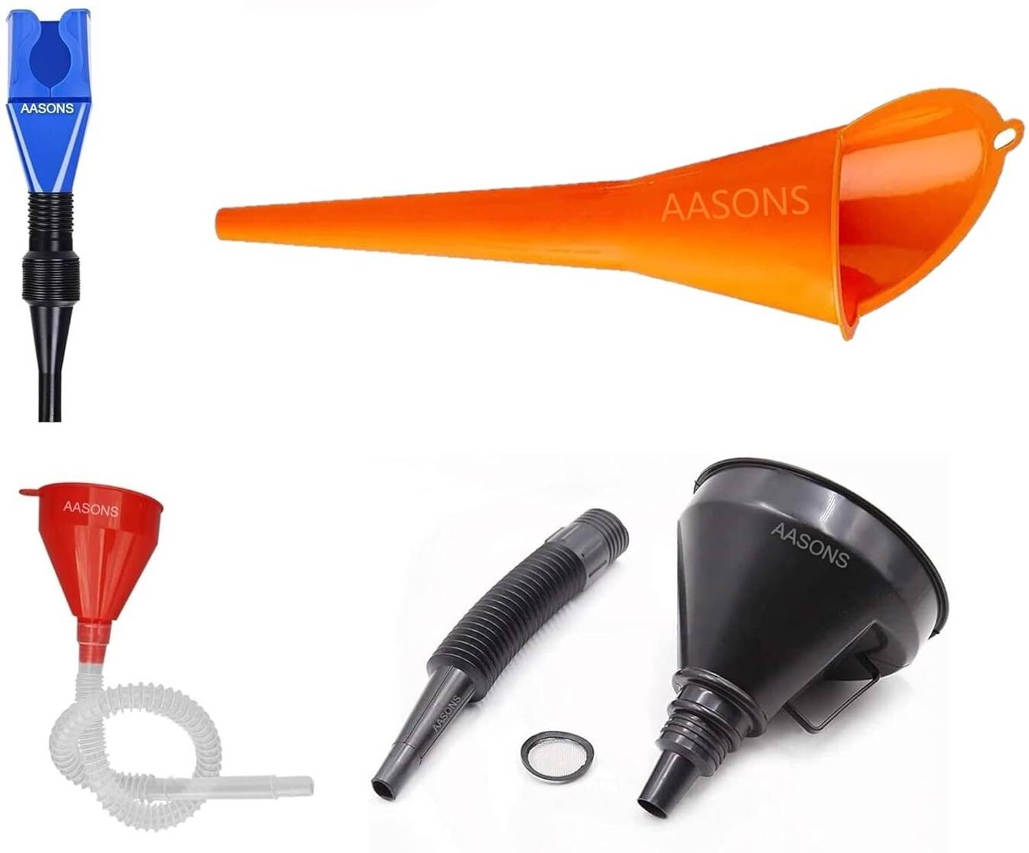 AASONS AASONS Oil Transfer reuseable Funnel Assorted Set of 4 pcs Plastic Funnel Set