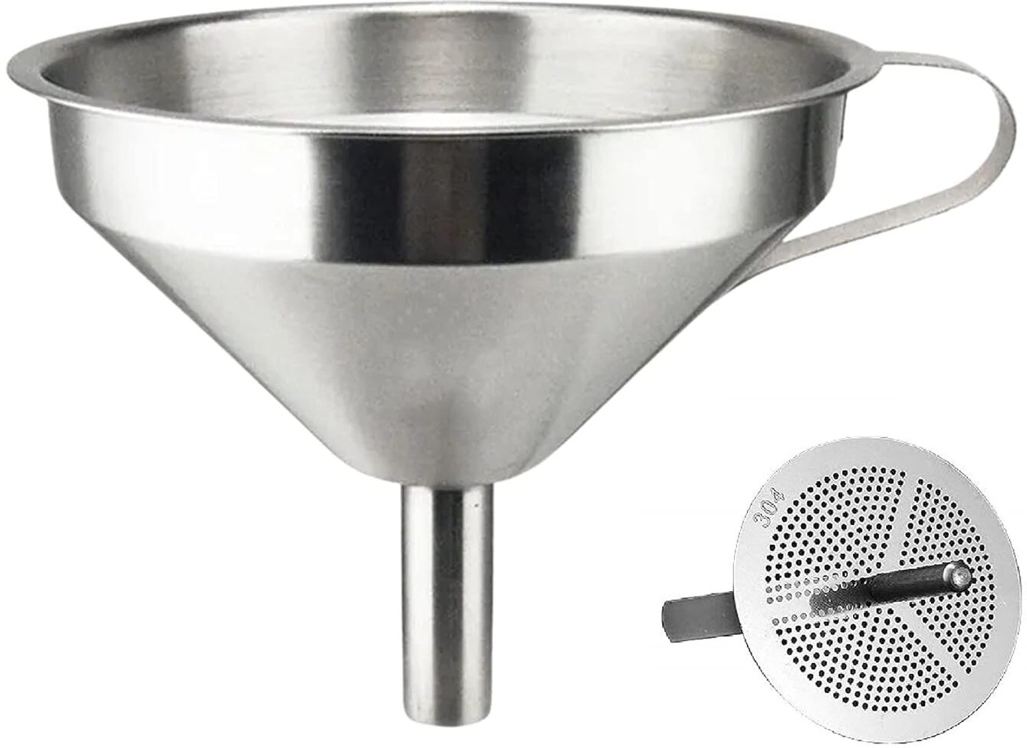 Image of ZLVIYA STORE Multipurpose Stainless Steel Funnel with Removable Strainer for Liquid Transfer Stainless Steel Funnel