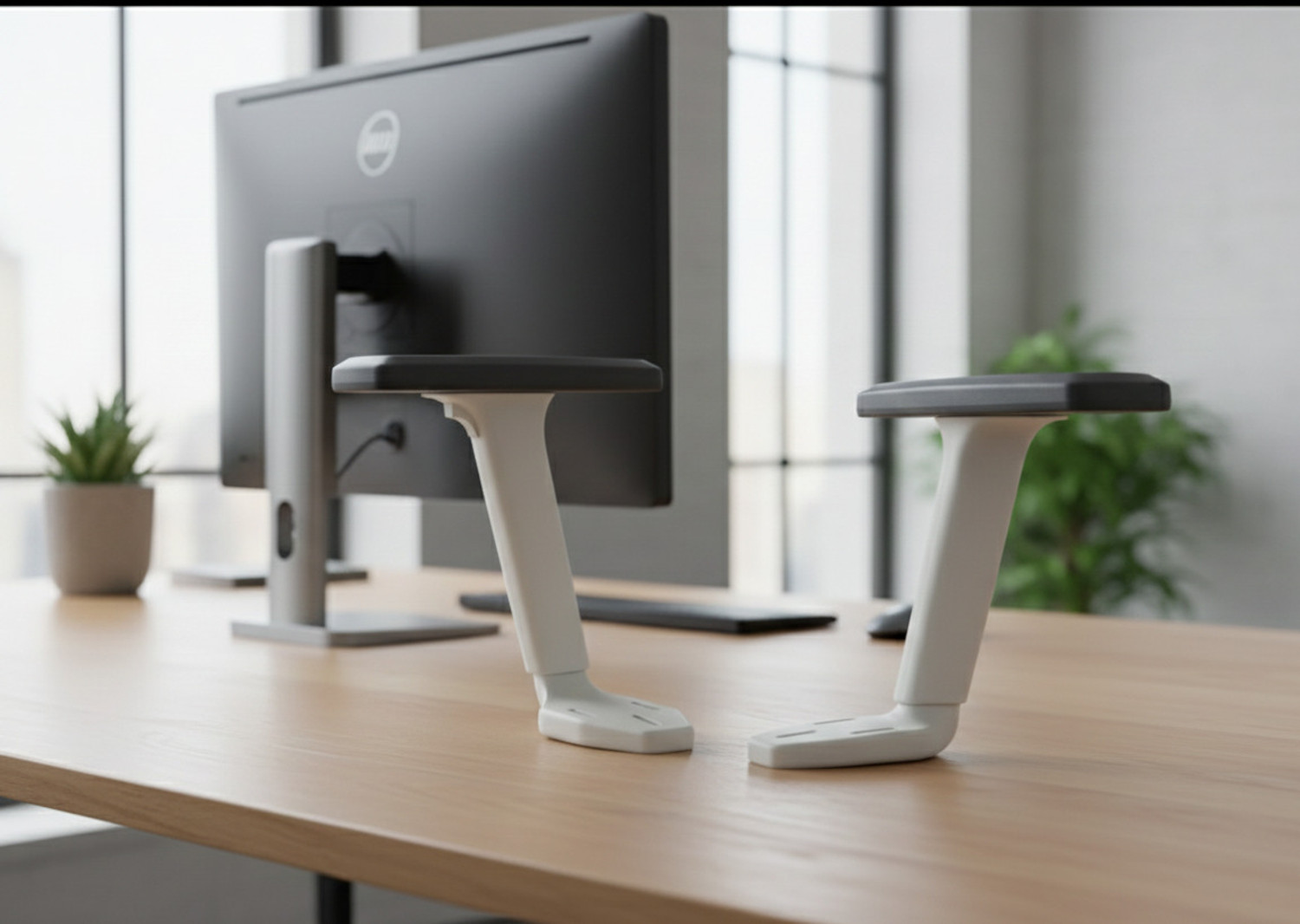 Image of LELA Black And White Ola Replacement Handle Universal Office Fit Chair Arm Rest