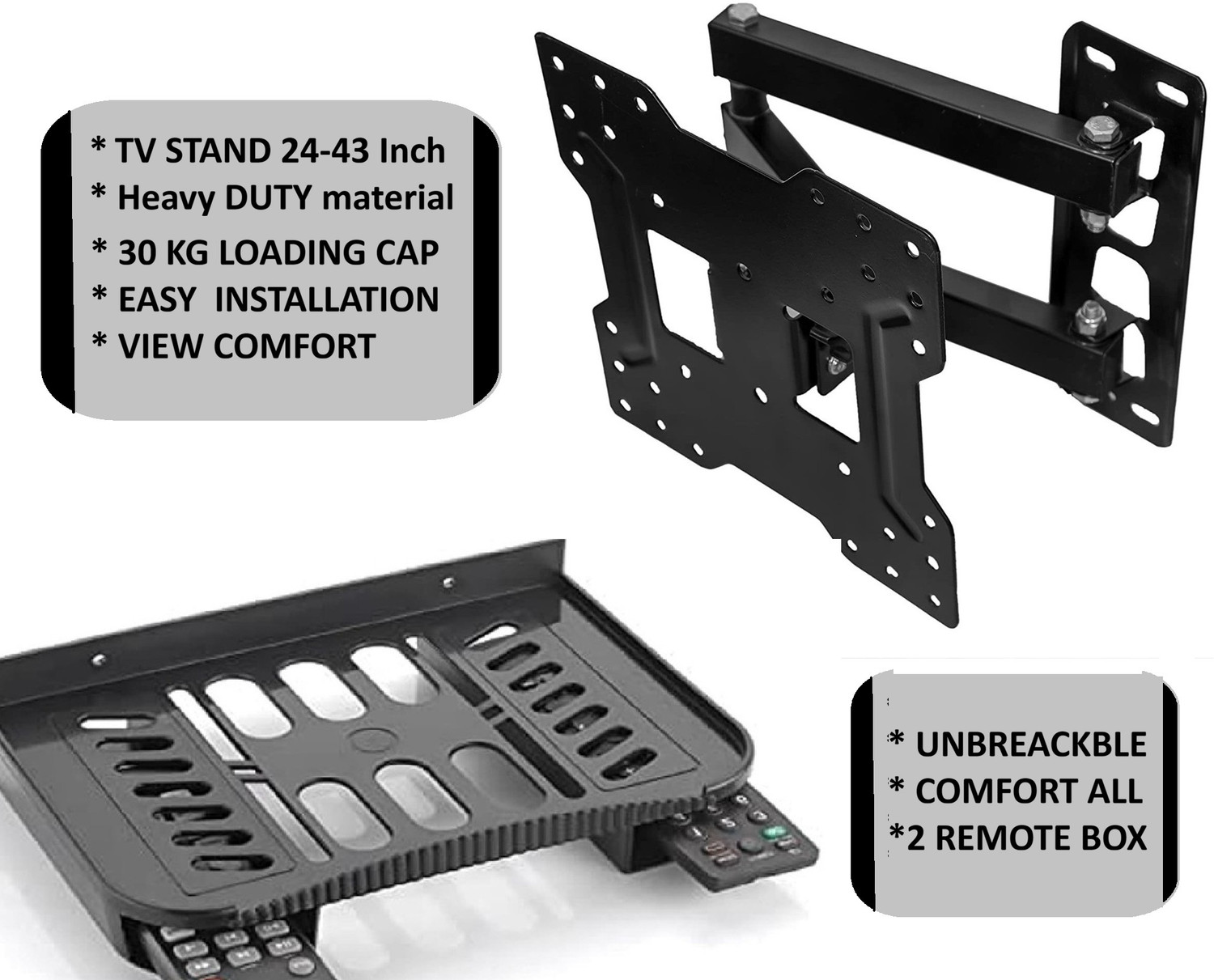 Image of PNETROME TV Wall Mount 24-42 Inch. & Setup BOX STANDS COMBO B TV Stand Base