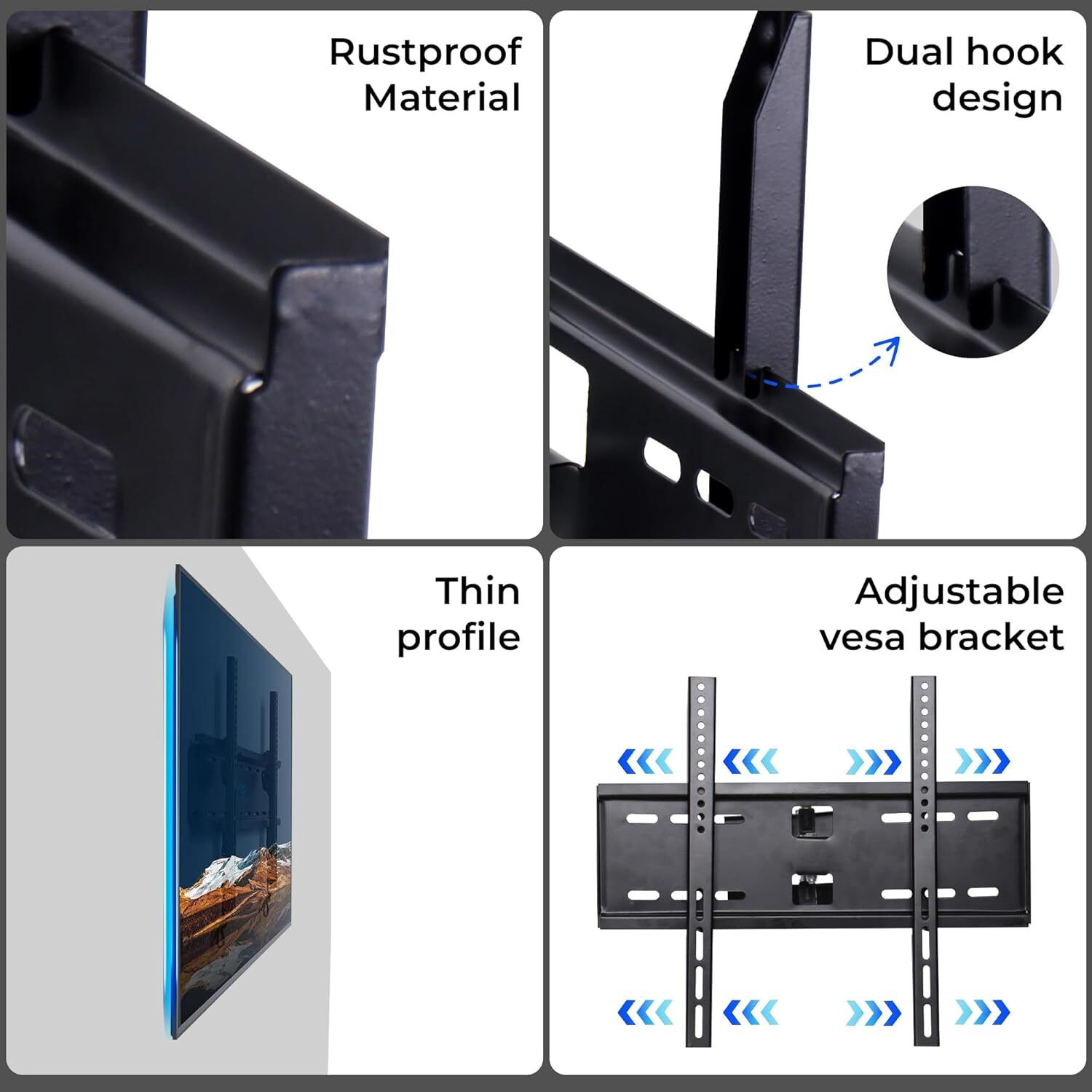 Image of Robustt Heavy Duty TV Wall Mount Bracket for 14-55 inch LED /LCD /SmartTV, Swivel Rotation Full Motion TV Mount