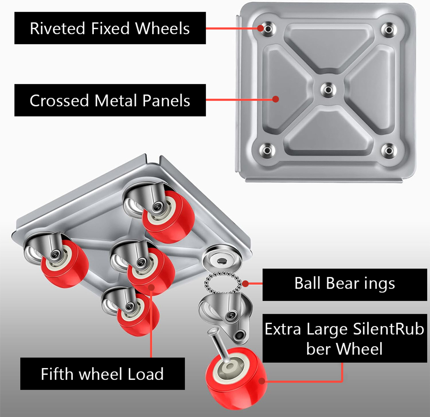 Image of HASTHIP Furniture Moving Wheel Dolly Set 5Pack 600kg Capacity with Lifting Tool and Sofa Frame