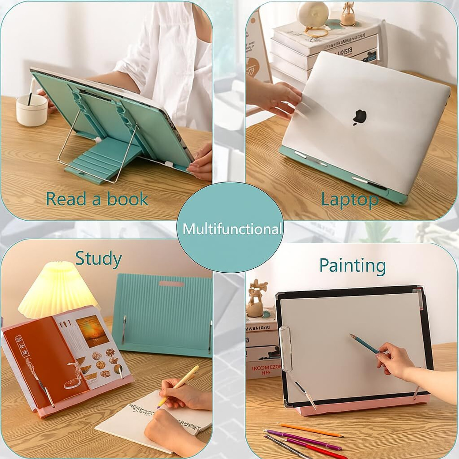 Image of TARKAN Adjustable Reading Holder for Kids and Adults Plastic Desk Stand Laptop Stand with Adjustable Height Compatible with Universal Laptops