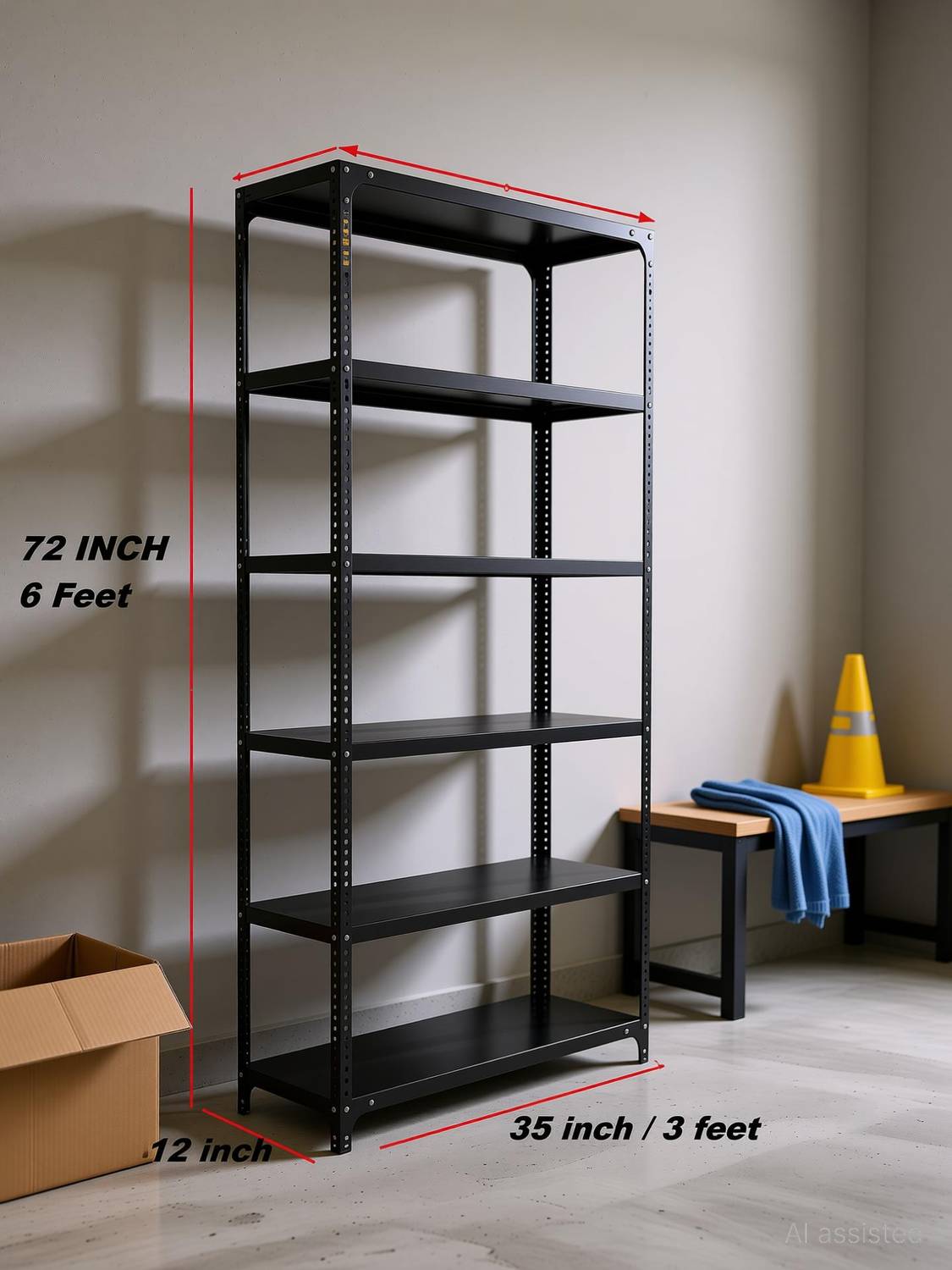 FIDVI Iron Rack 12x35x72 Inch Wall Shelf - Image 2