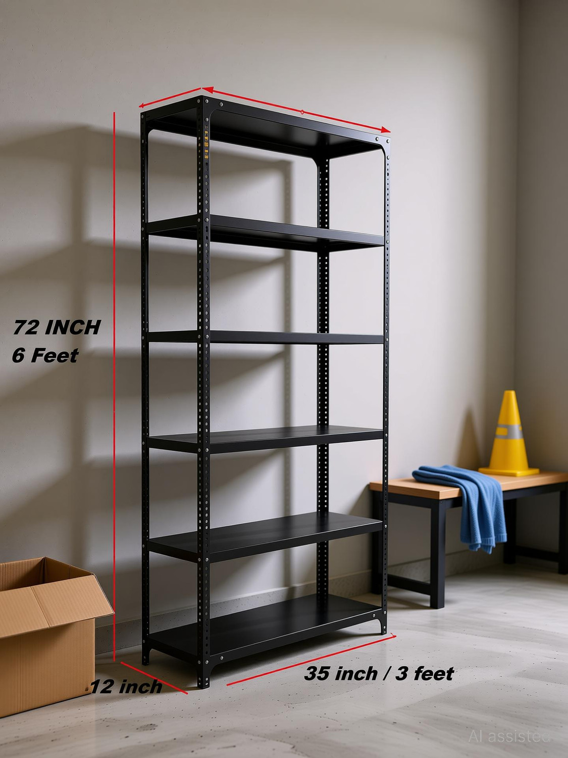 Image of FIDVI Iron Rack Metal Shelves Storage Shop Rack Luggage Powder Coated 12 inchWx35 inchLx72 inchH Iron Wall Shelf