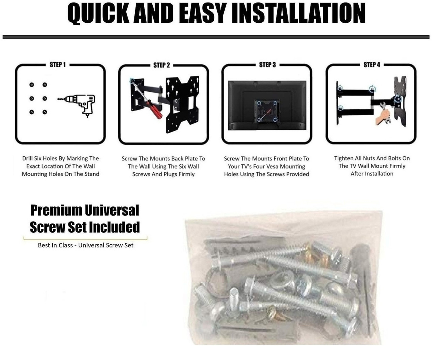 Image of PNETROME MOVABLE TV Wall Mount 32-42 Inch| Universal TV Wall Bracket for ALL TV Stand Base