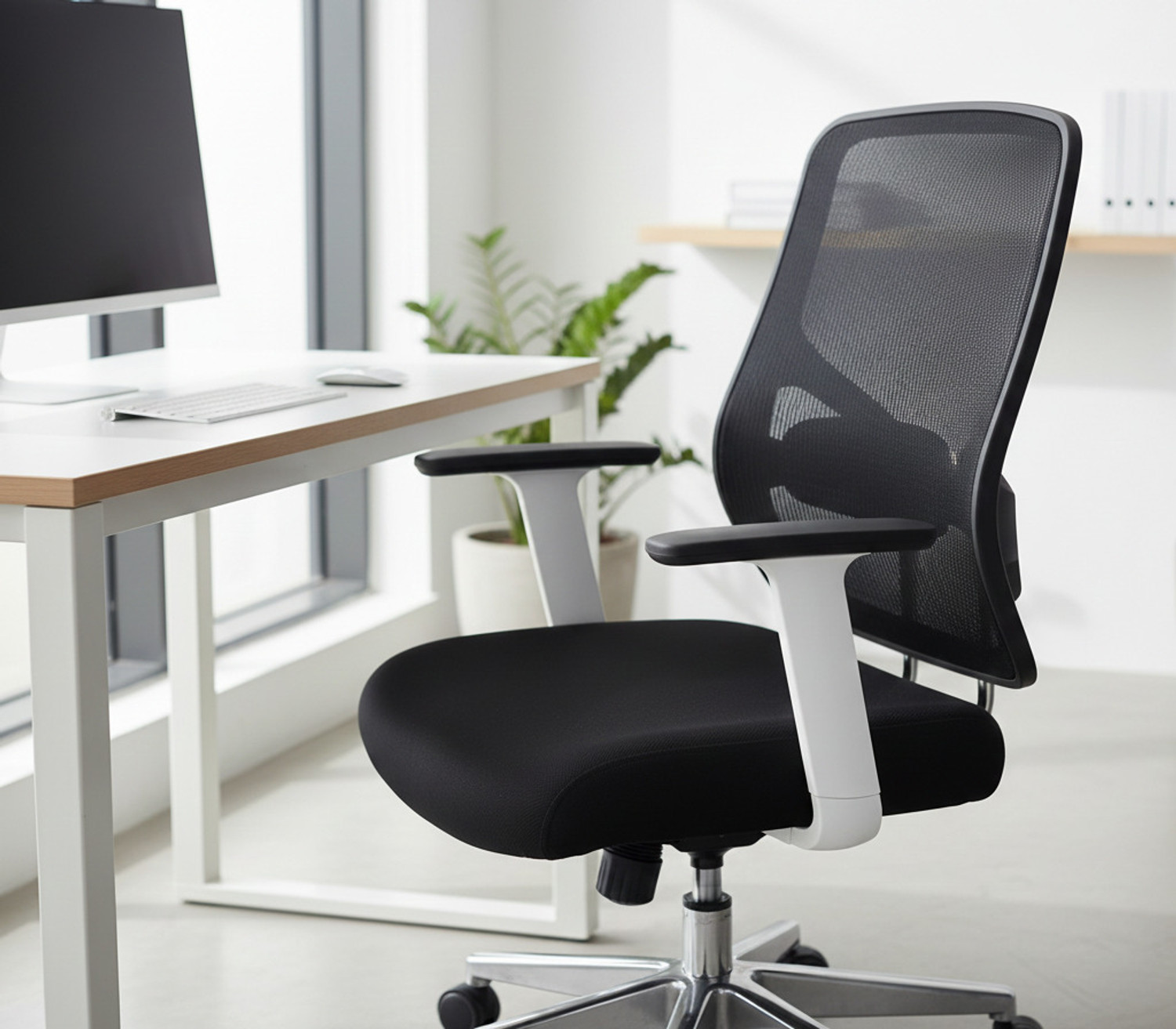 Image of LELA Black And White Ola Replacement Handle Universal Office Fit Chair Arm Rest