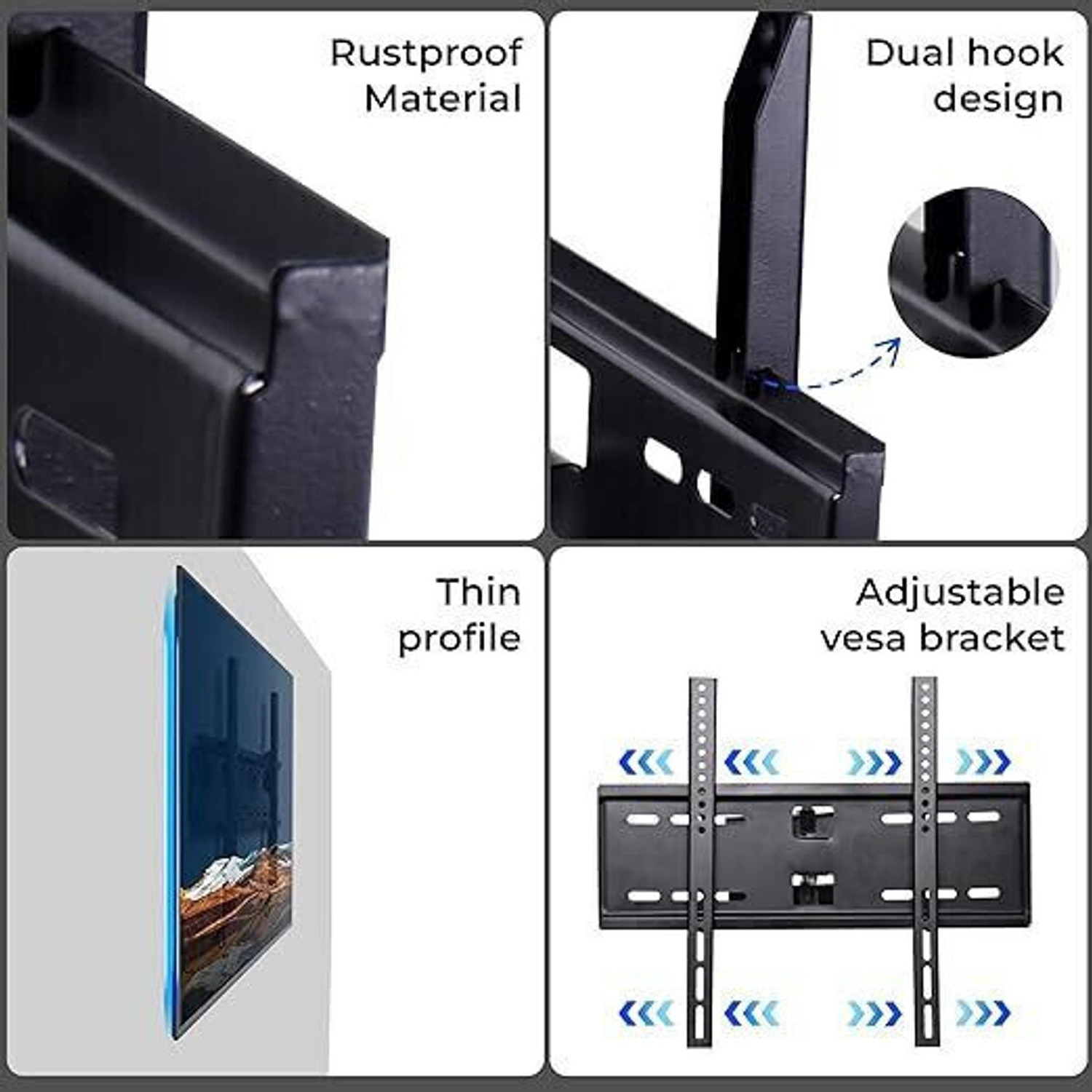Image of merugni 32 to 55 inch MOVABLE WALL MOUNT Compatible For All Led Lcd Full Motion TV Mount