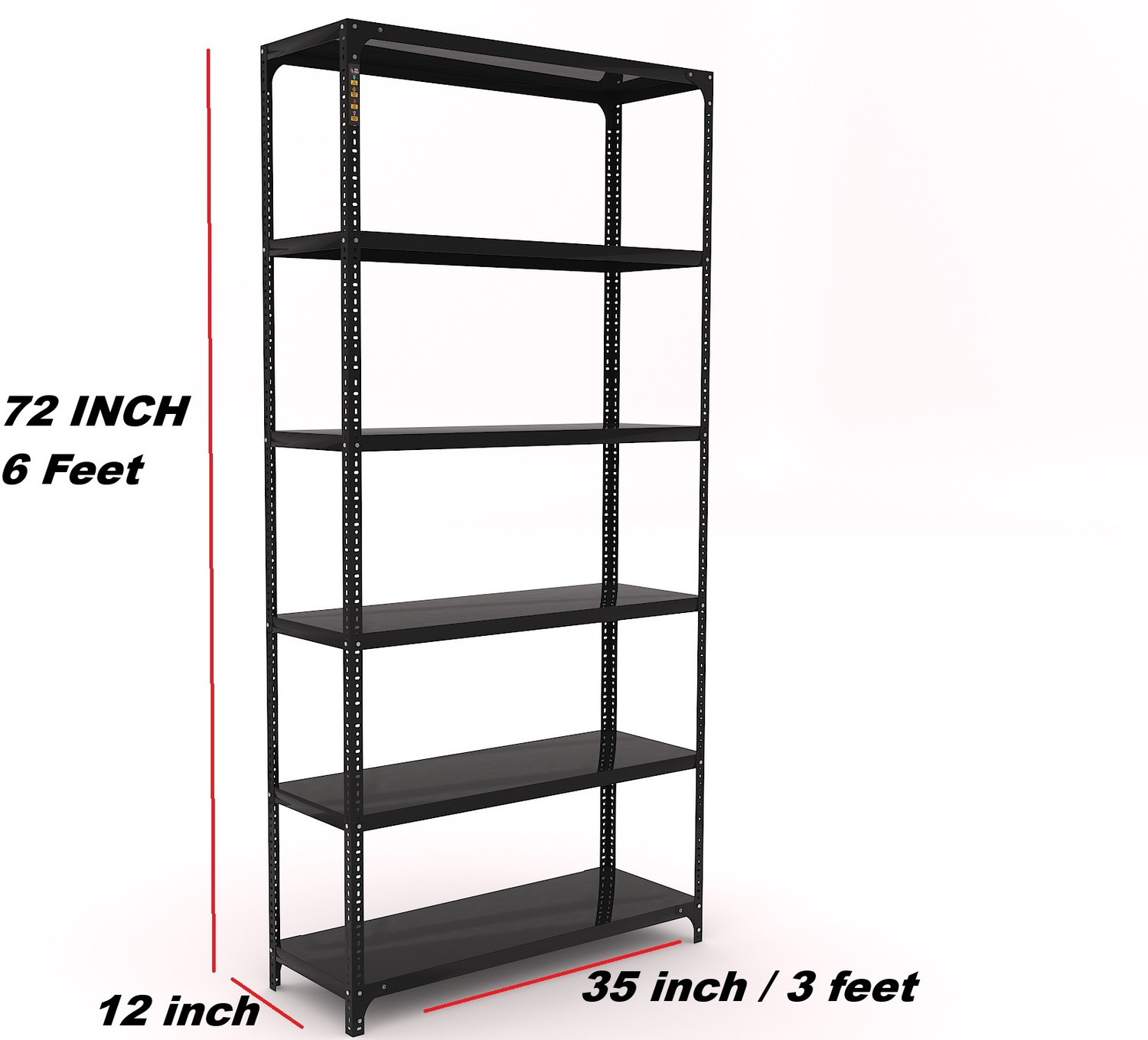 Image of FIDVI Slotted Angle CRC Sheet 6 Shelves Multipurpose Storage Rack Metal Open Book Shelf