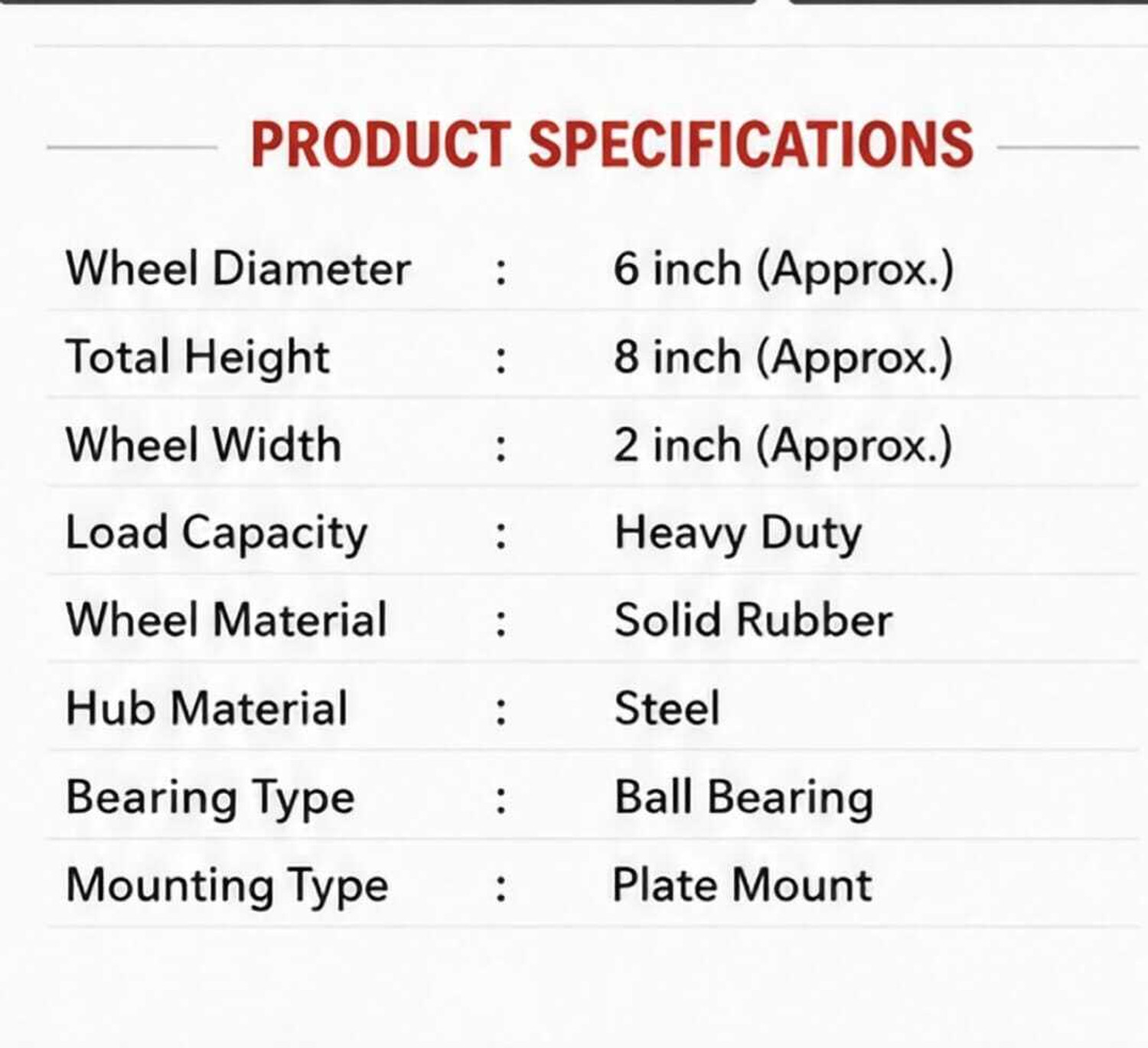 Image of PACIFICMOVERS Heavy Duty Rubber Castor Wheel 6 inch fix Swivel Furniture Caster