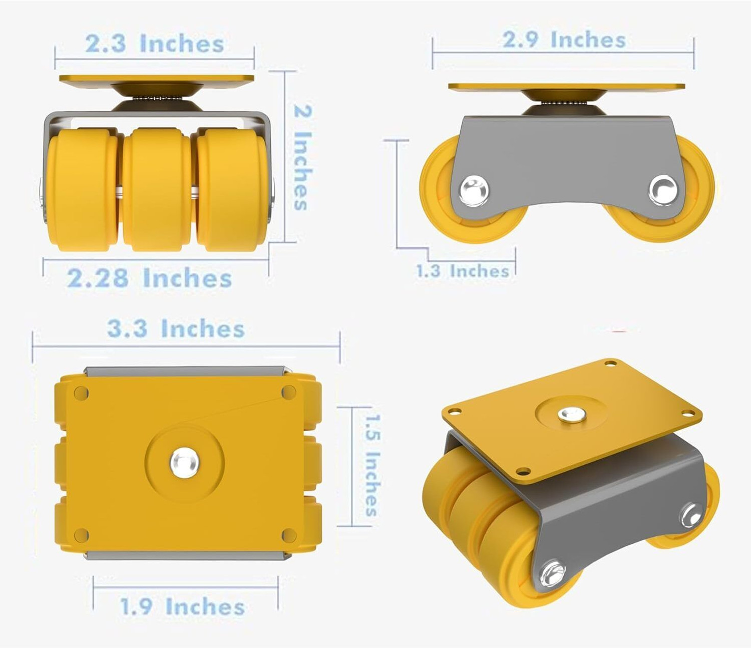 Image of HALSEY Bed Castor Wheels for Furniture, Heavy Duty, upto 500-600Kg,Rotating 360Degree Swivel Furniture Caster