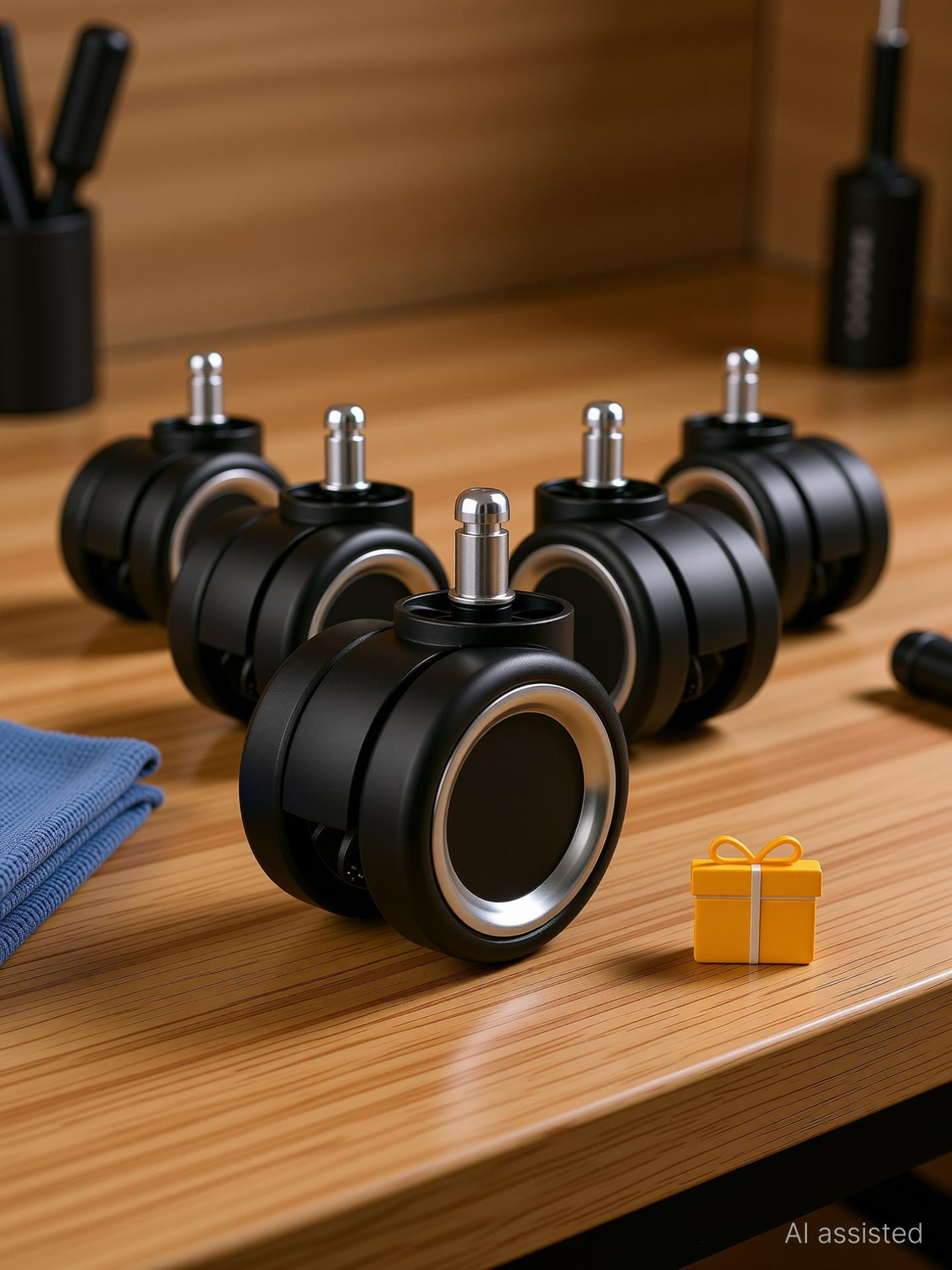 Image of K25 Heavy Duty Caster Black Ring Pin Wheels for Rolling Computer Chairs Wheel Appliance Furniture Caster