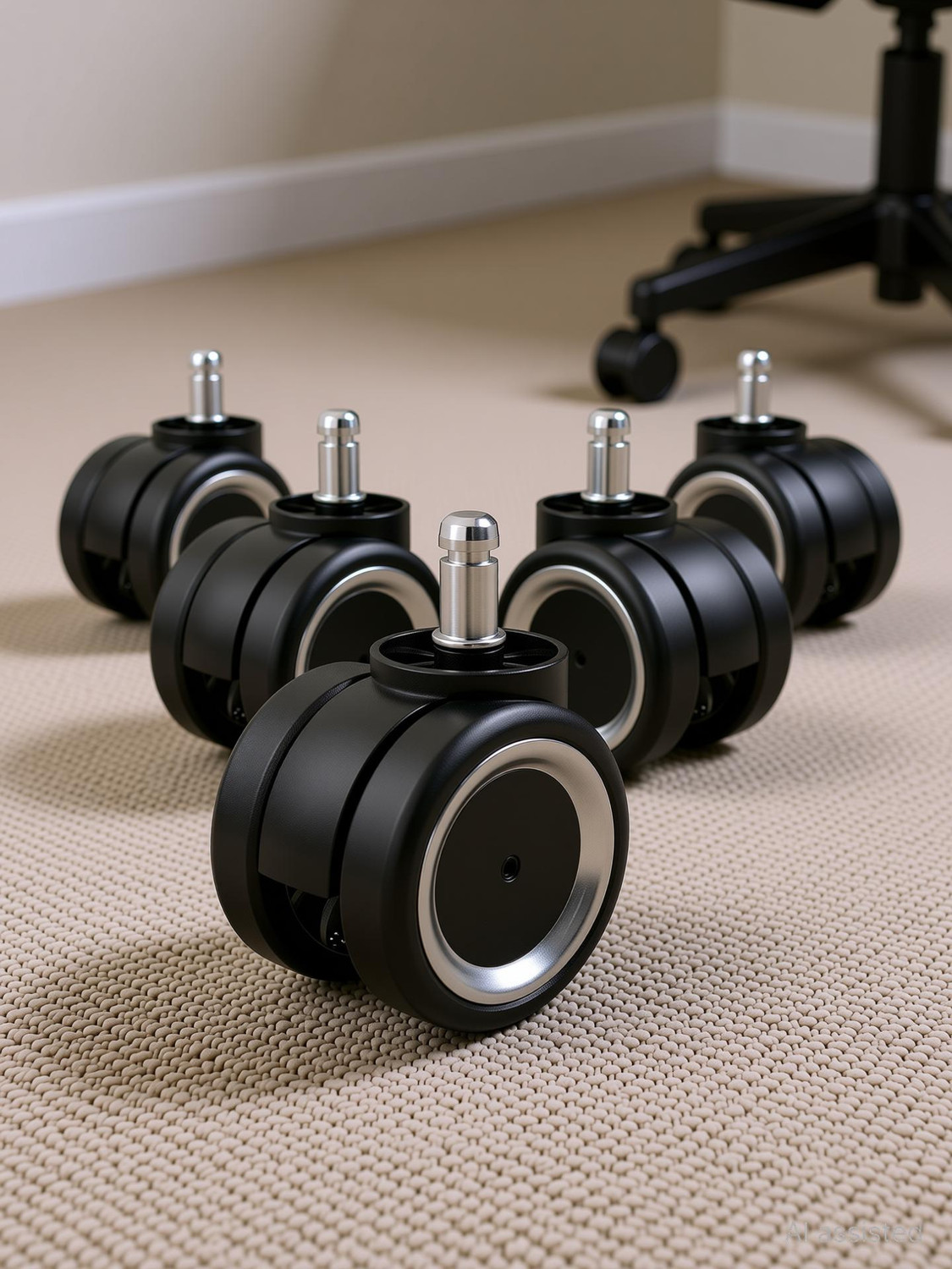 Image of K25 Heavy Duty Caster Black Ring Pin Wheels for Rolling Computer Chairs Wheel Appliance Furniture Caster