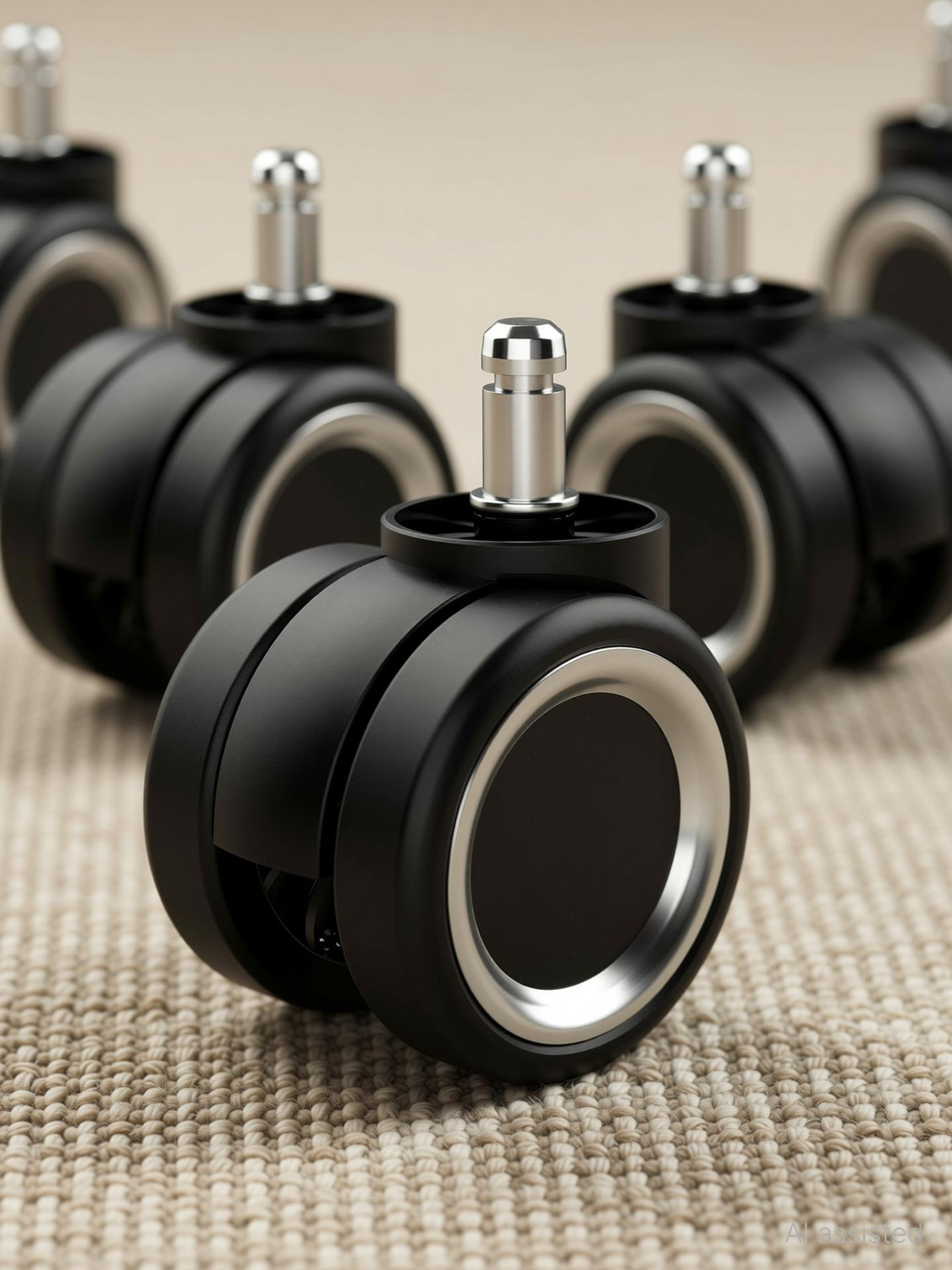 Image of K25 Heavy Duty Caster Black Ring Pin Wheels for Rolling Computer Chairs Wheel Appliance Furniture Caster