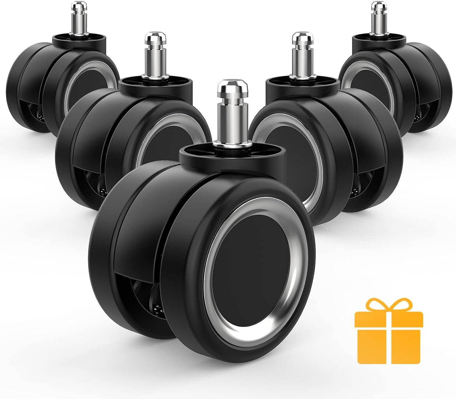 Image of K25 Heavy Duty Caster Black Ring Pin Wheels for Rolling Computer Chairs Wheel Appliance Furniture Caster
