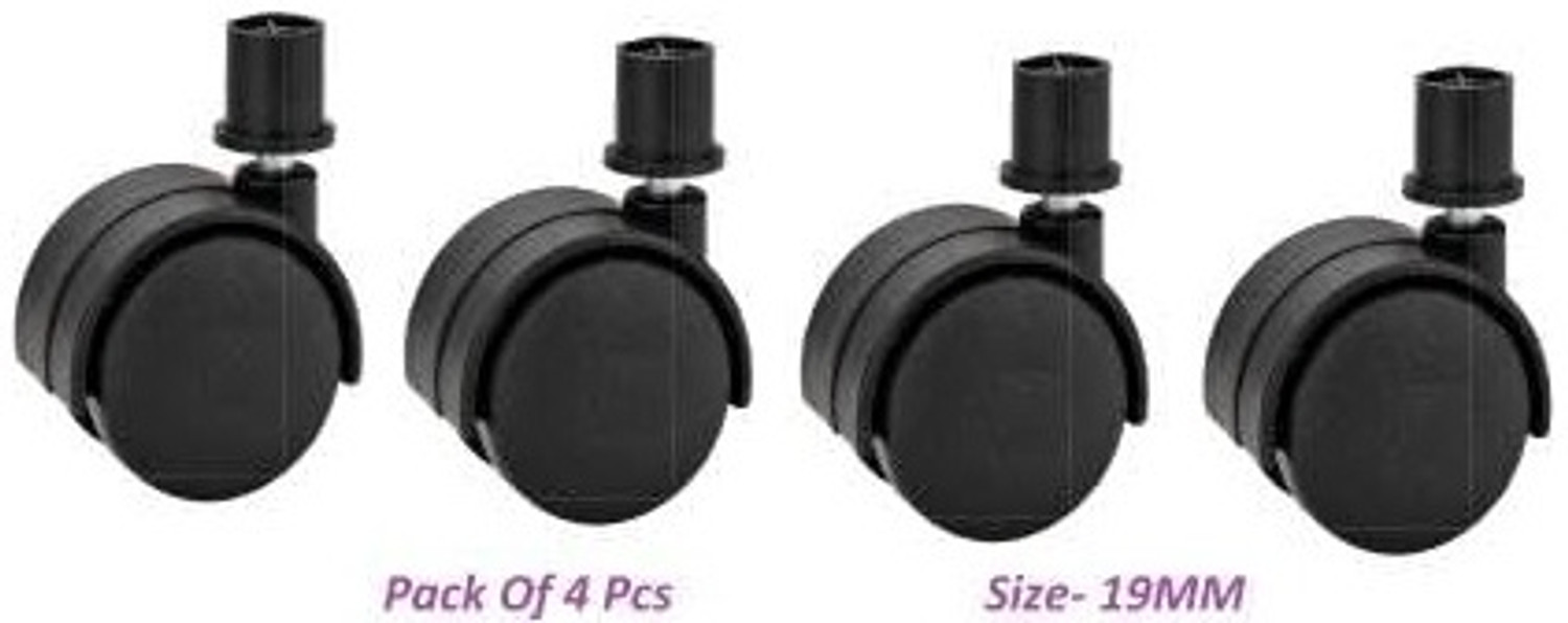 Image of Sunaisy Cooler Wheels with 19mm Pillar Size, 360 Rotation, Black, Set of 4 Pices. Appliance Furniture Caster