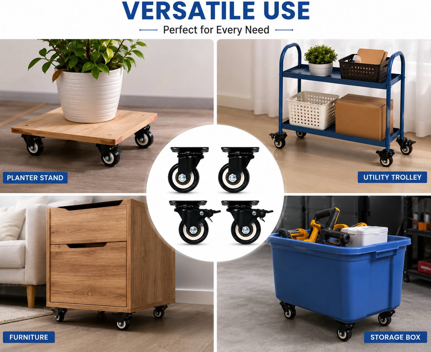 RD VERSE Swivel Caster Wheels 2 Brake + 2 Non-Brake - Image 5
