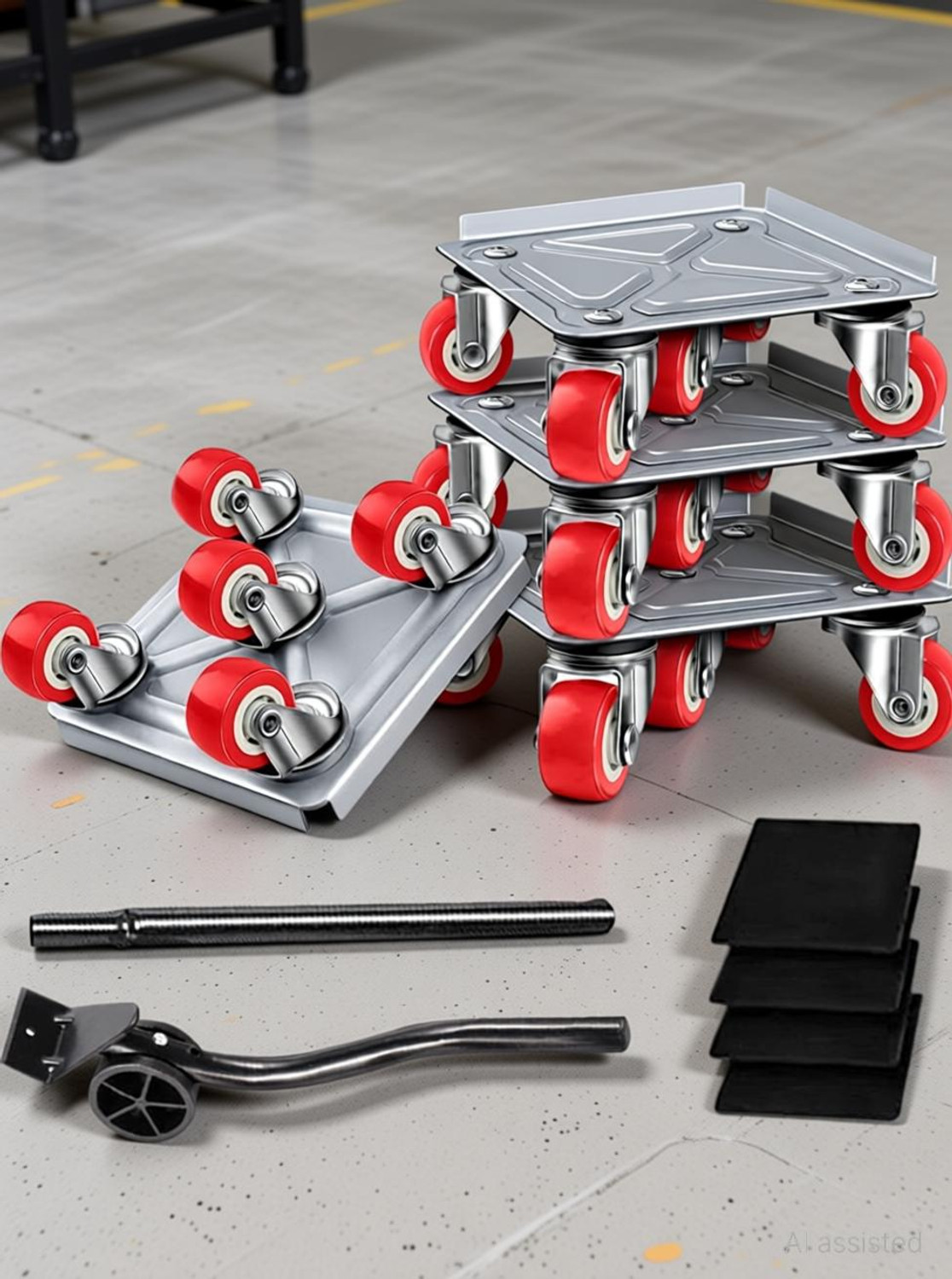 Image of Kelexx 5-Wheel Furniture Lifter Mover Set, 600kg Heavy Duty Furniture Move Roller Rubber Furniture Caster