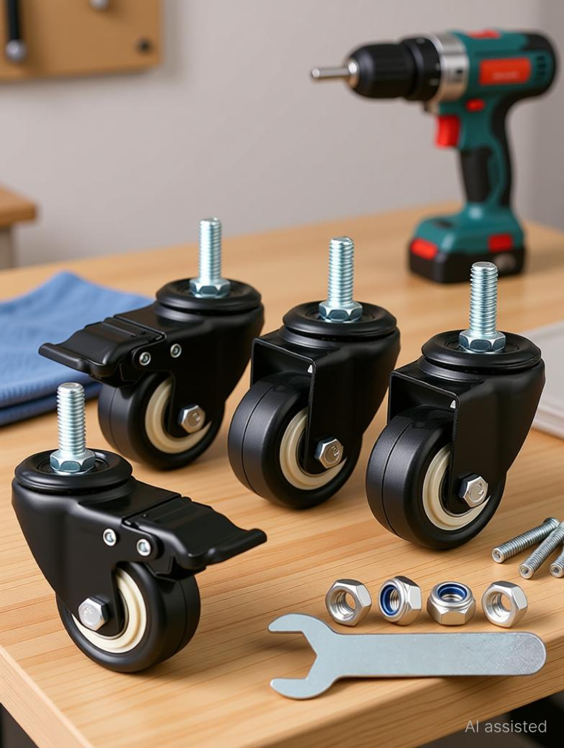 Image of Equal 2inch Fixed&Swivel With Break Caster Wheel HeavyDuty Thread Capacity250Kg Swivel Furniture Caster