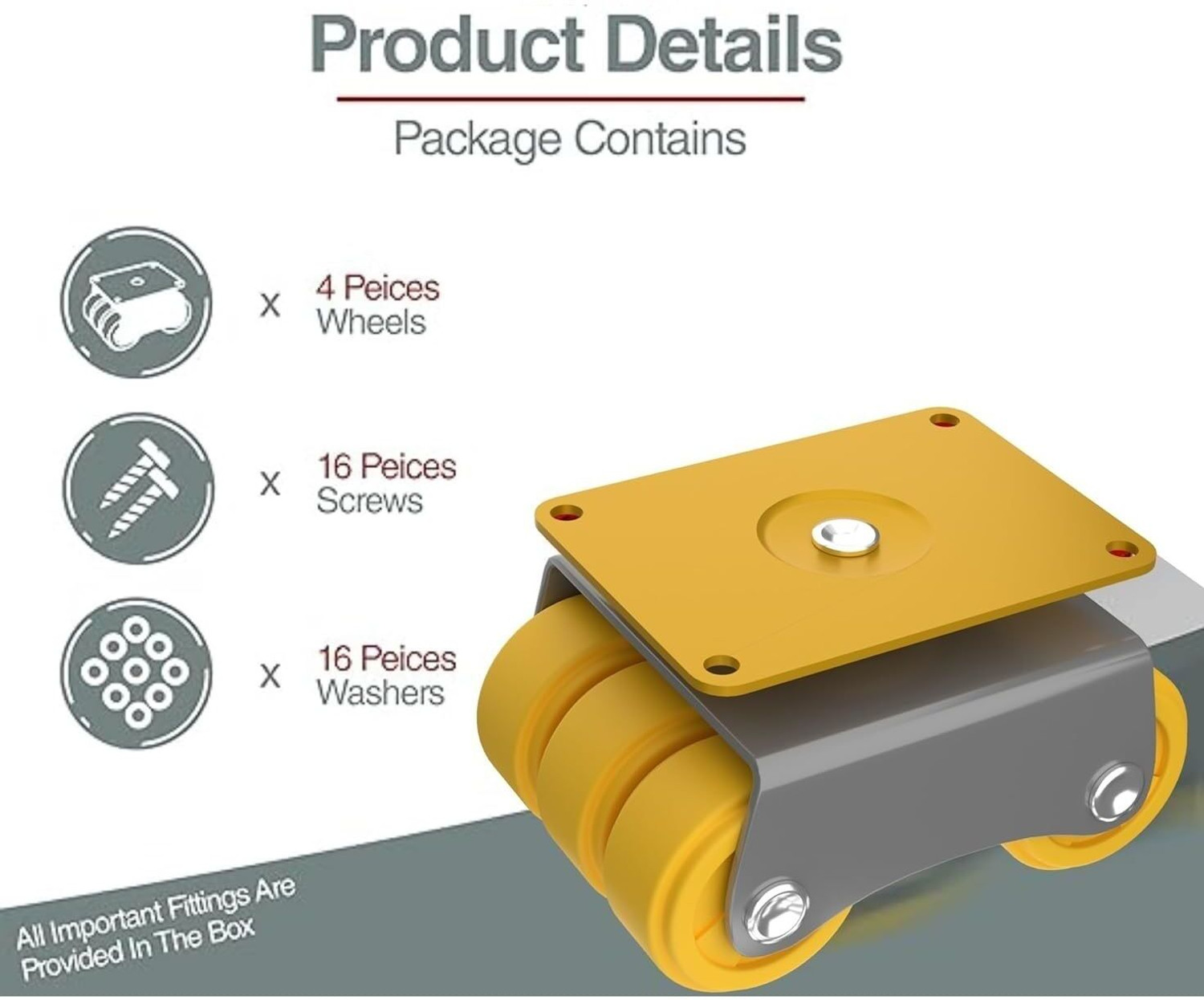 Image of HALSEY Bed Castor Wheels for Furniture, Heavy Duty, upto 500-600Kg,Rotating 360Degree Swivel Furniture Caster