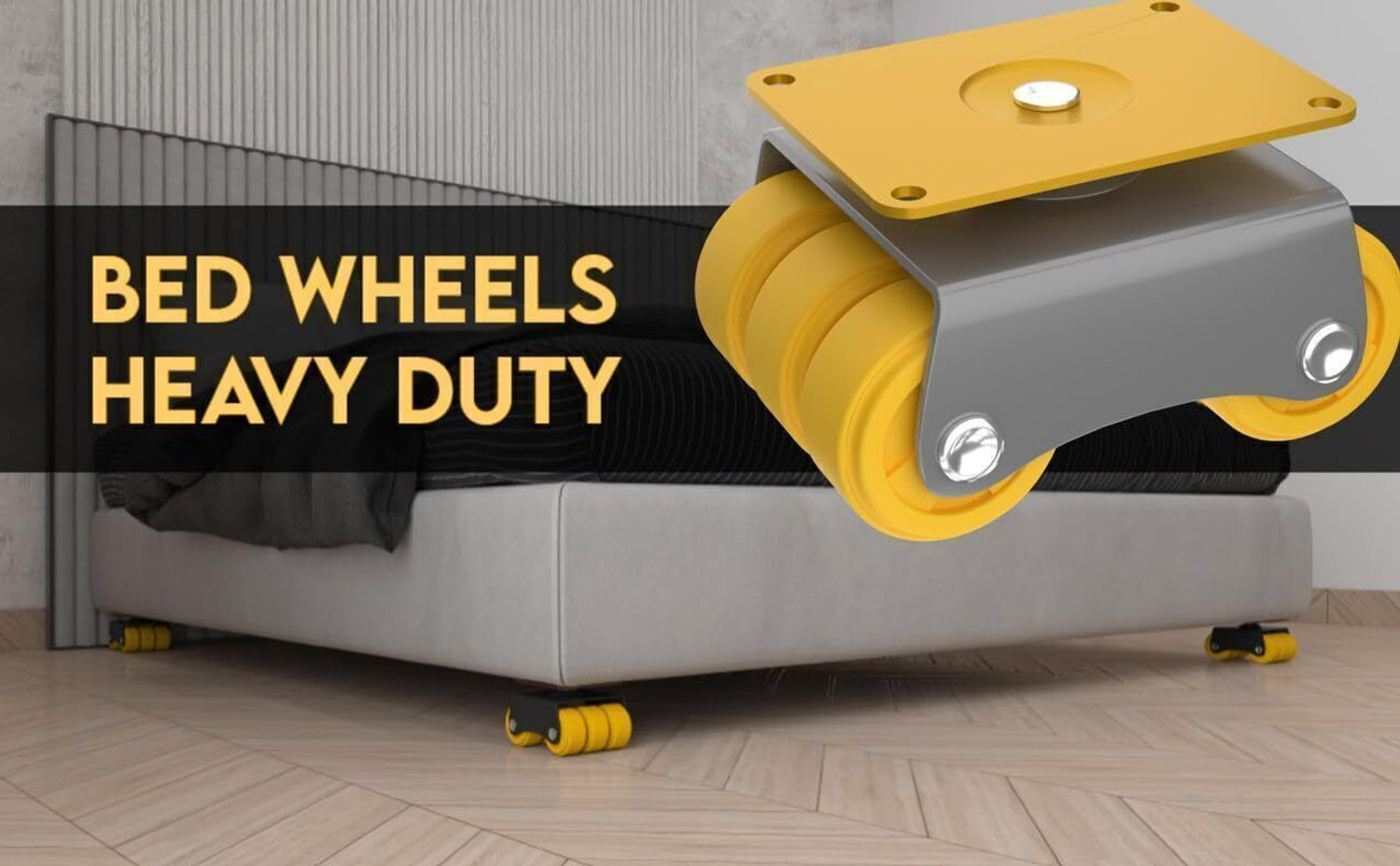 Image of HALSEY Bed Castor Wheels for Furniture, Heavy Duty, upto 500-600Kg,Rotating 360Degree Swivel Furniture Caster