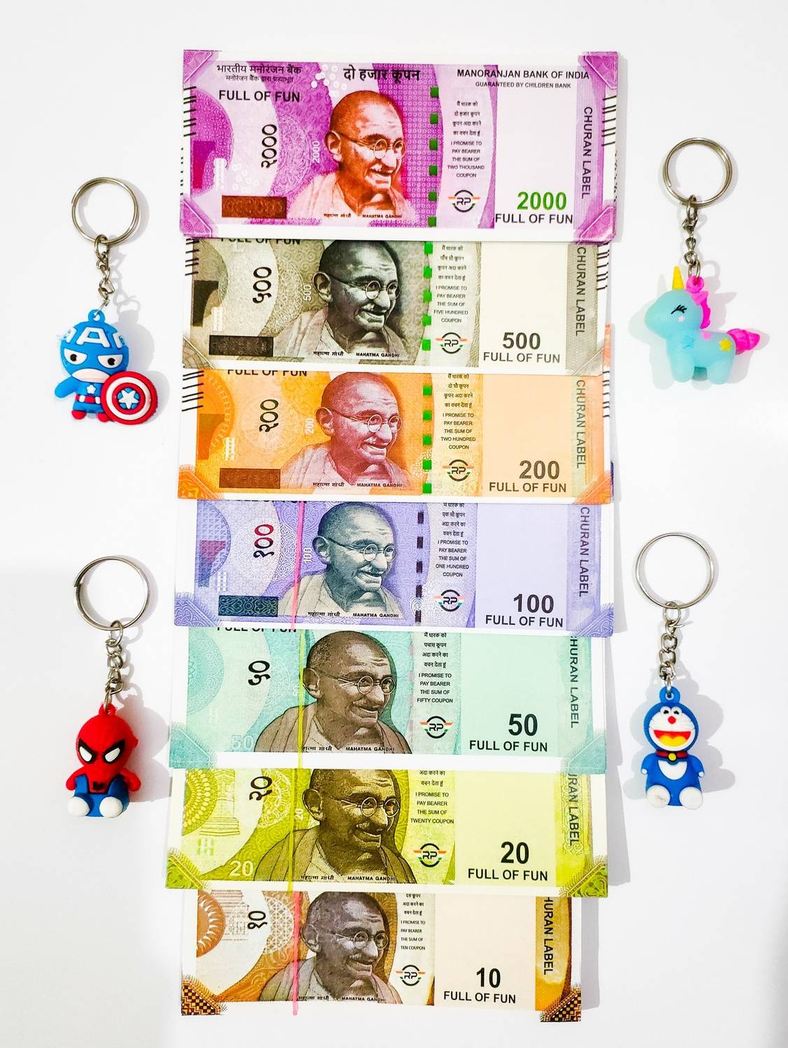 4GX Combo (12 Each x 7=84 Nakli Note) Playing Indian Currency Notes for Fun Paper Kids churan wale Note (Nakli Note-10,20,50,100,200,500,2000 ) Nakli Indian Notes Gag Toy