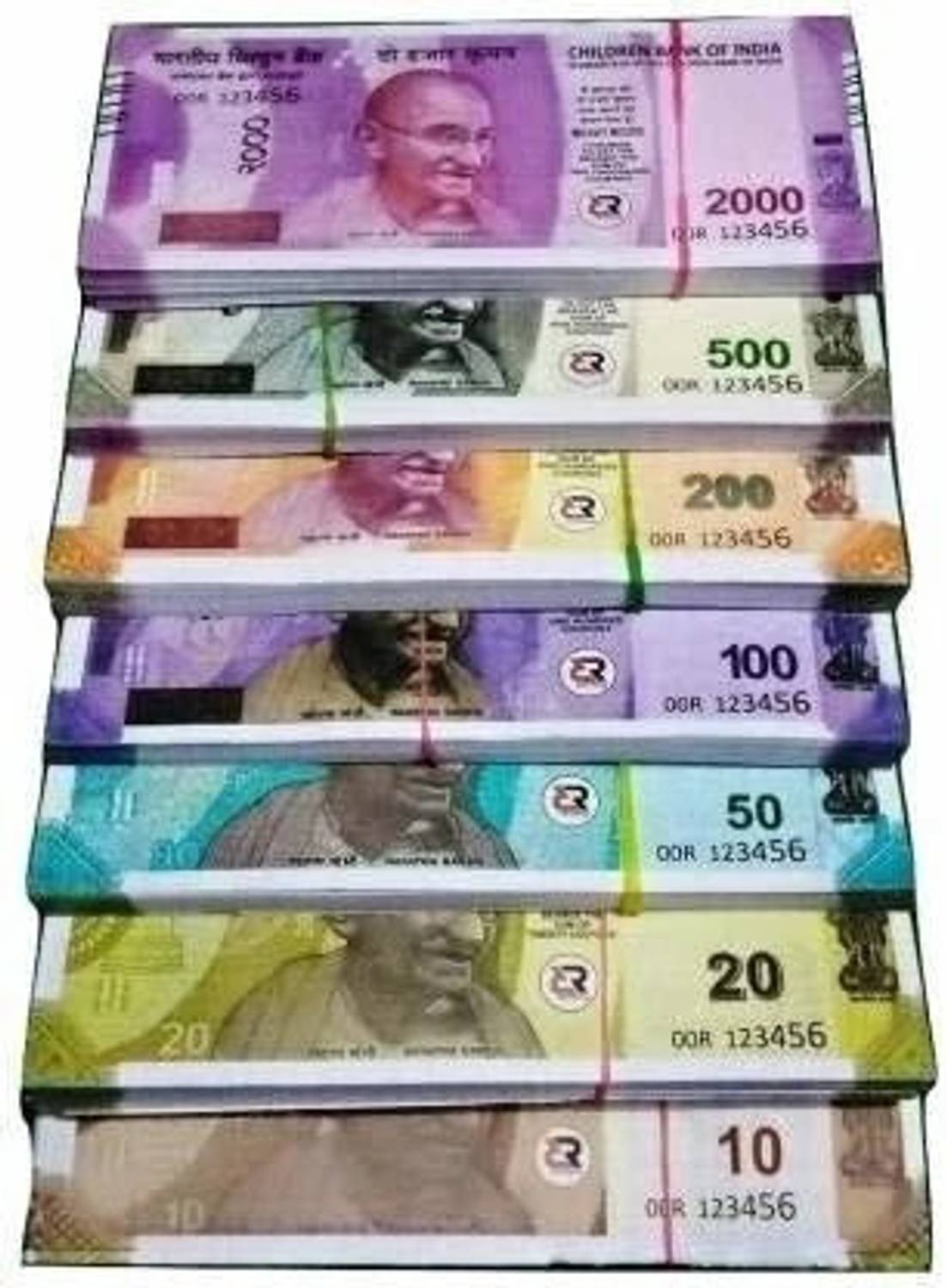 BBS DEAL Combo (33 Each x 7=231 Nakli Note) Playing Indian Currency Notes for Fun Paper Kids churan wale Note (( Nakli…