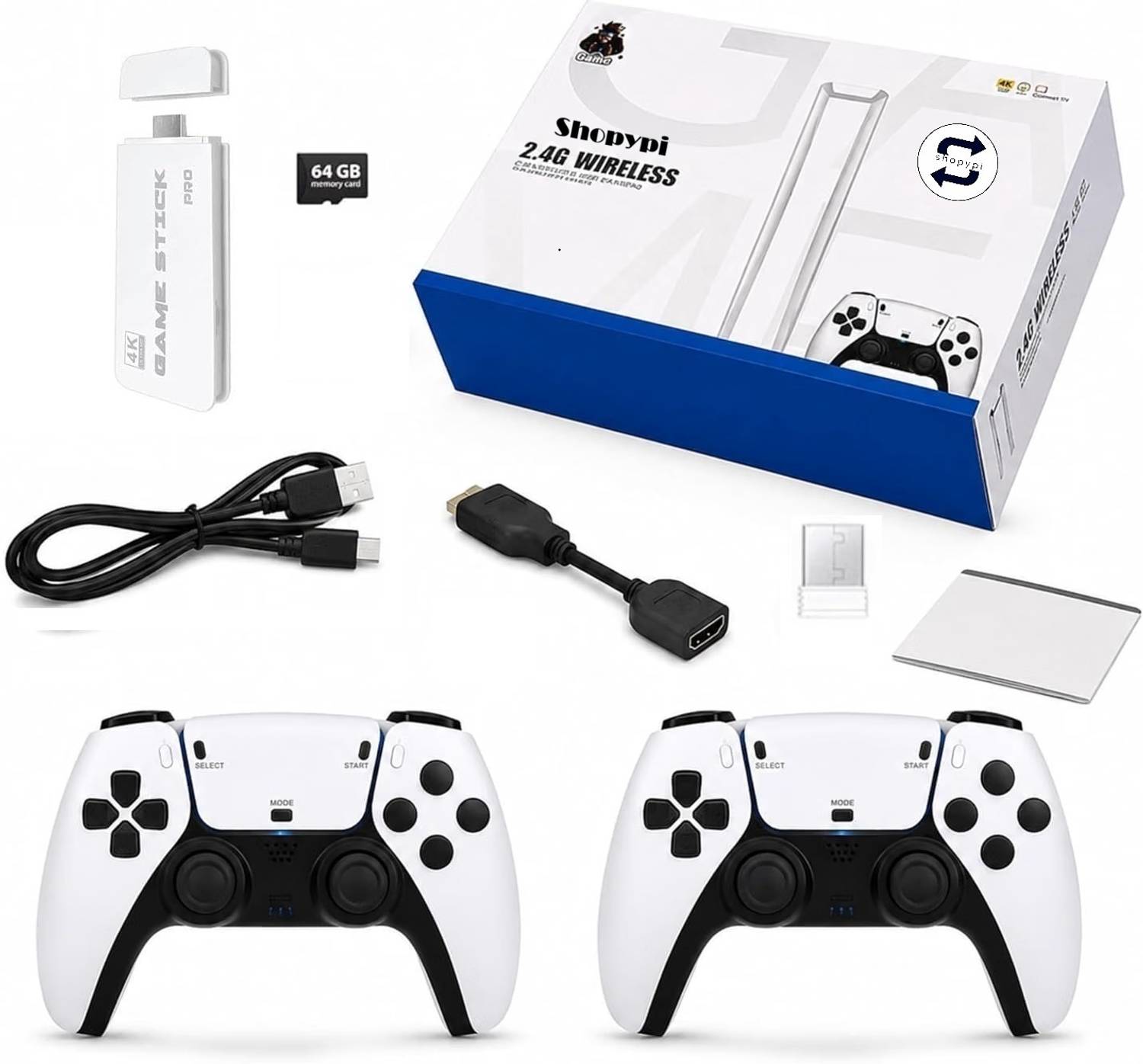 SHAILRON Video Game with 2 Wireless Controllers -21000+Retro Gaming #4 (6 month Warranty) Bluetooth Gamepad