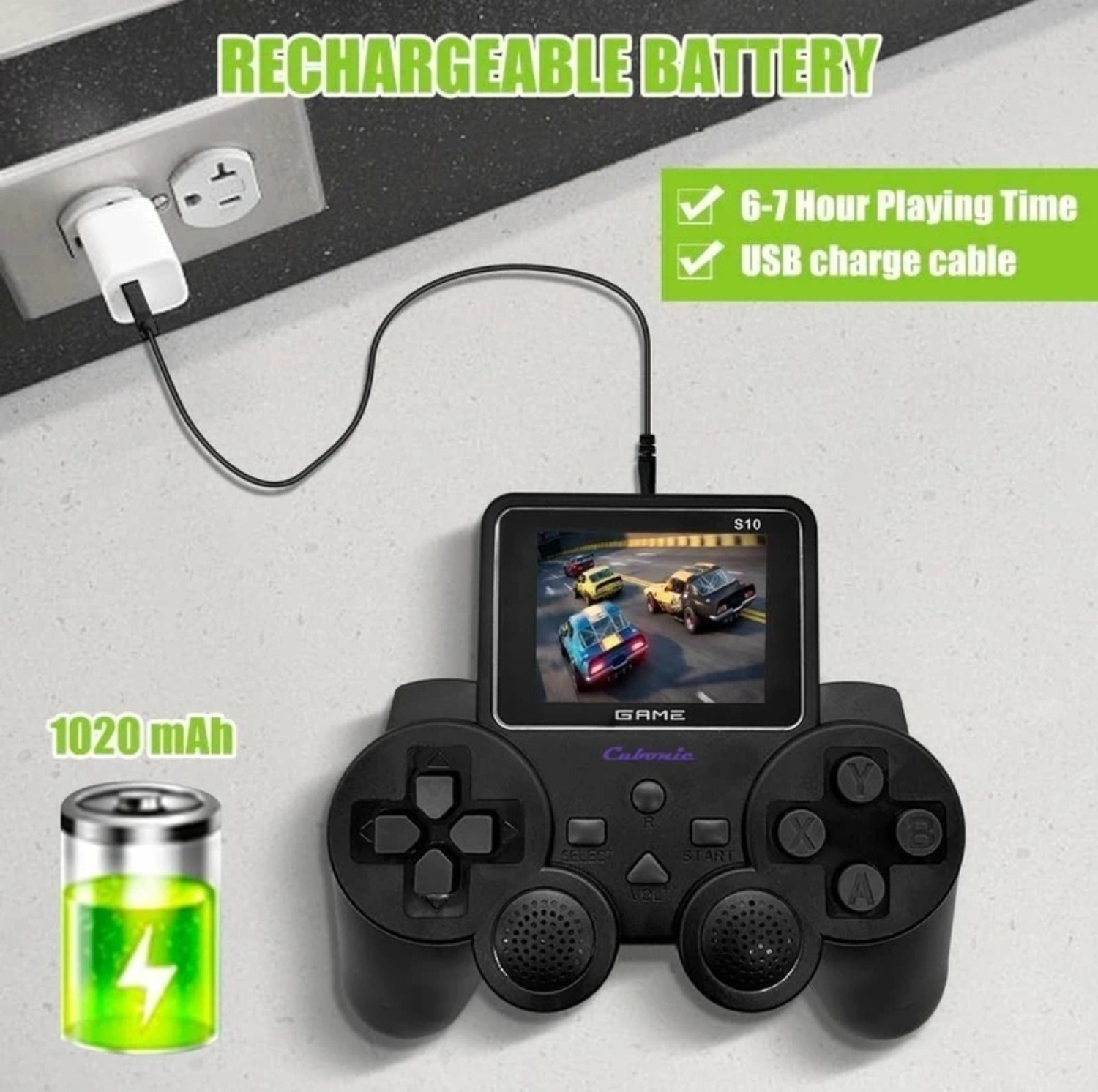 Image of Momai S10 Controller Gamepad Digital Game Player, Black, with Built-in Screen USB Gamepad