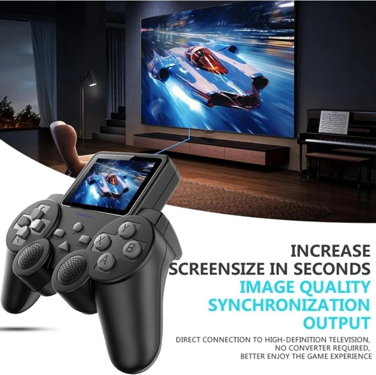 Image of Momai S10 Controller Gamepad Digital Game Player, Black, with Built-in Screen USB Gamepad