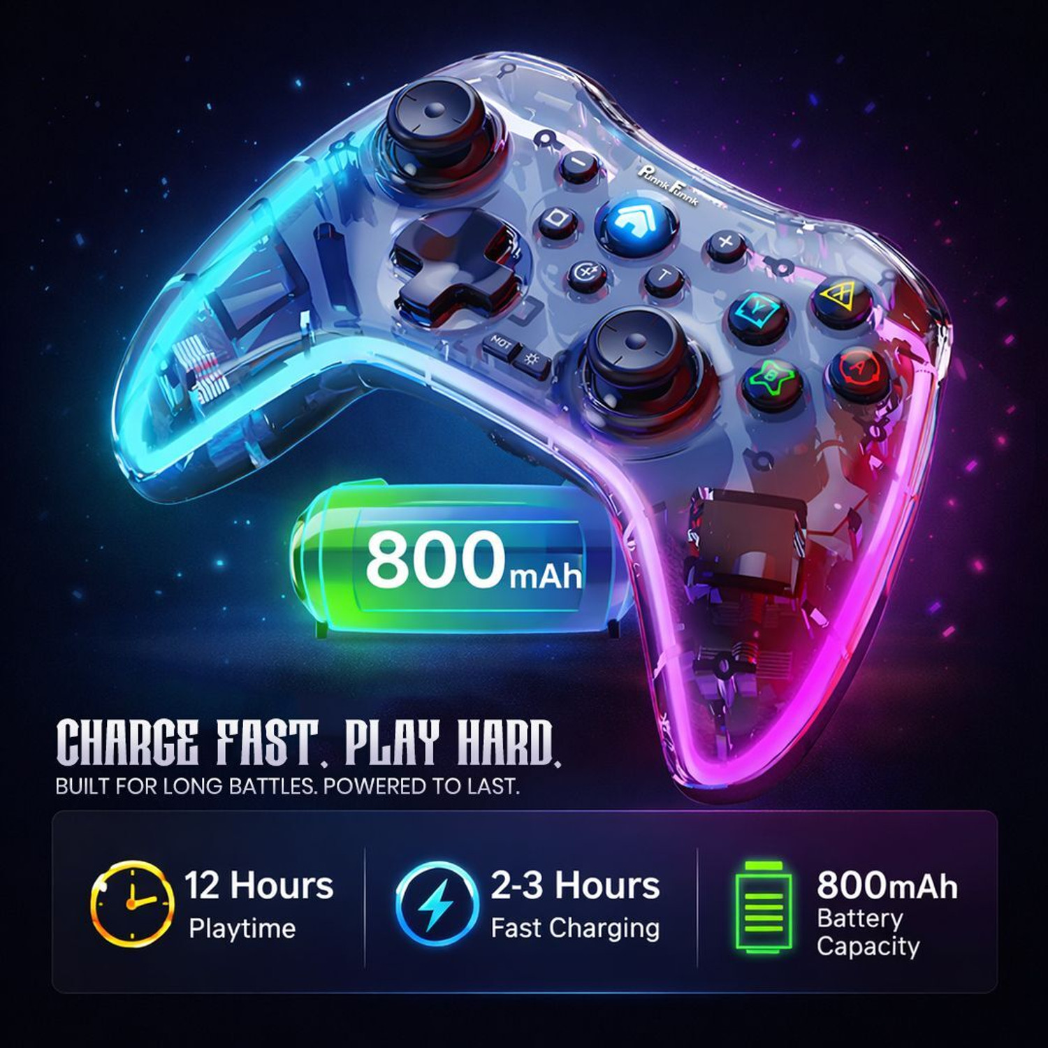 Image of PunnkFunnk BSPS03 | Wireless Gaming Controller | Nintendo Switch | with Turbo & Vibration Bluetooth Gamepad
