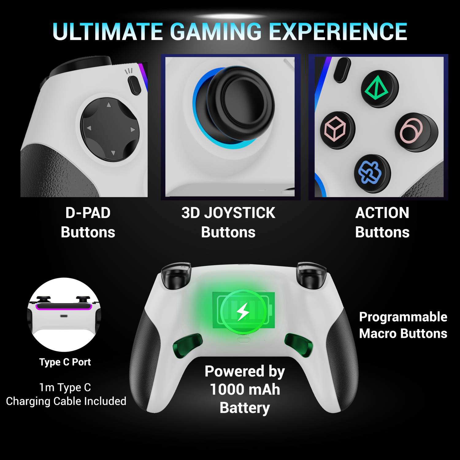 Ant Esports SUPERNOVA Wireless White Gamepad - Image 4
