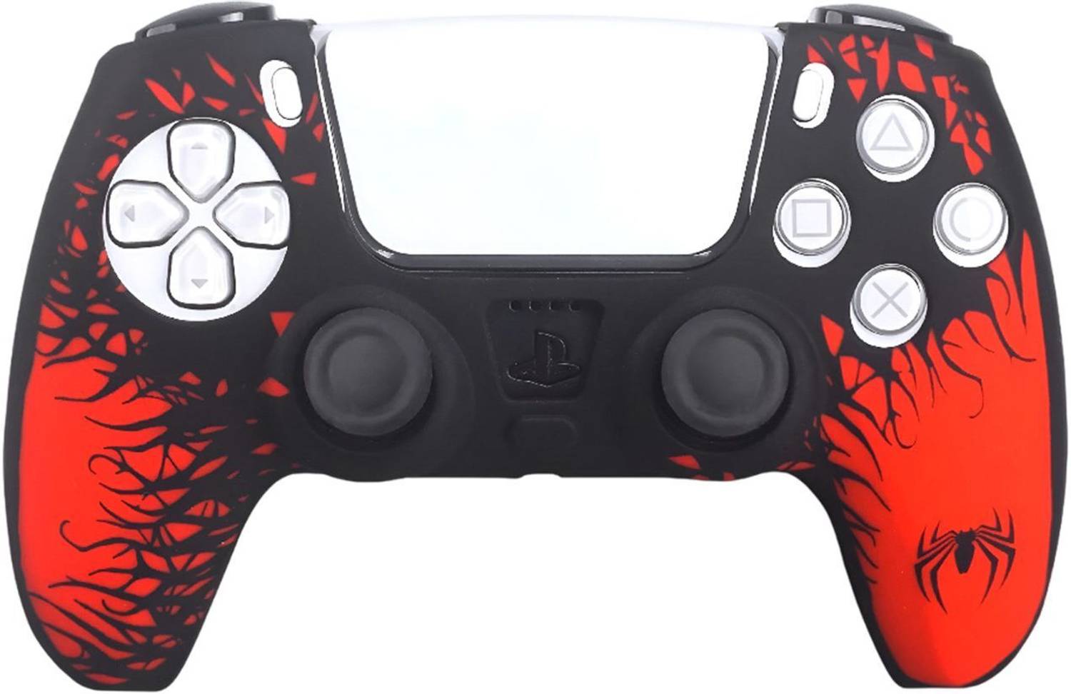 HICLE Engrave Silicone Cover for PS5 Controller Anti-Slip Soft Grip with Spider Design Gamepad