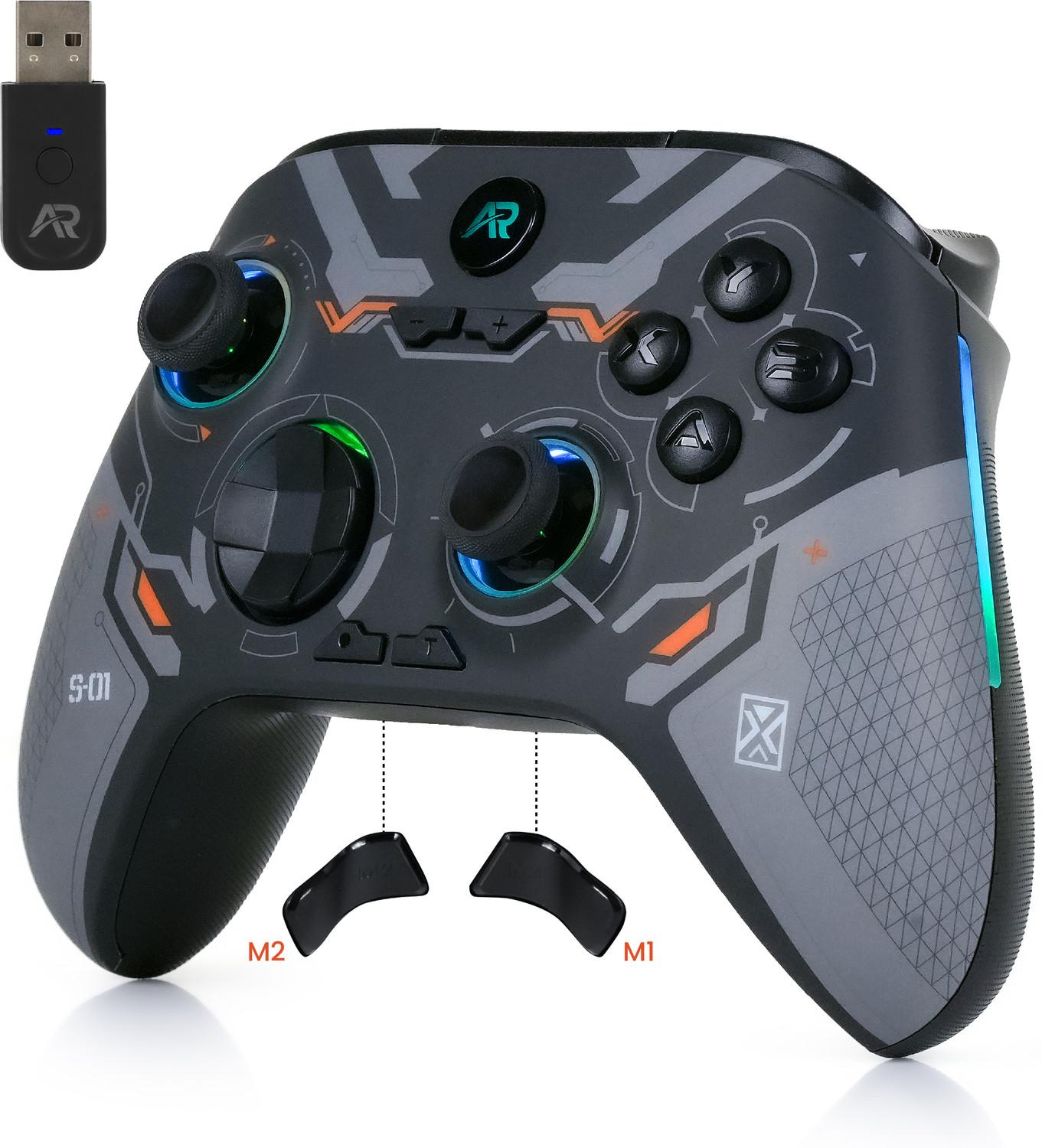 Image of Arcnet A-170 Wireless Gaming Controller Gamepad with Hall Effect Joysticks /RGB Lighting Bluetooth Gamepad