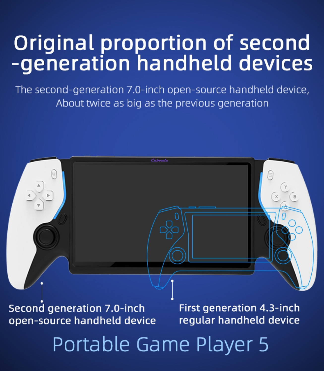 Image of Cubonic Game Player 5| 7 inchFull HD Display| 21+ Emulators| HDMI | Dual Wireless Controller USB Gamepad