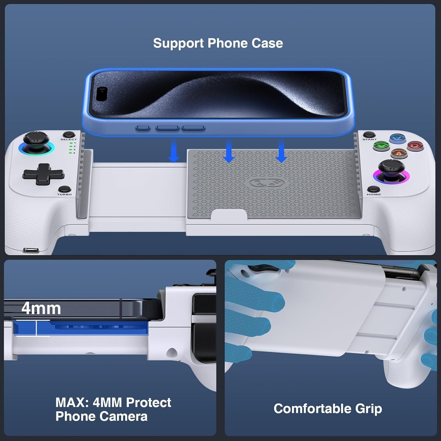 Image of PunnkFunnk Mobile Game Controller for iOs /Android, Hall Effect Phone Controller Case,Game Bluetooth Gamepad