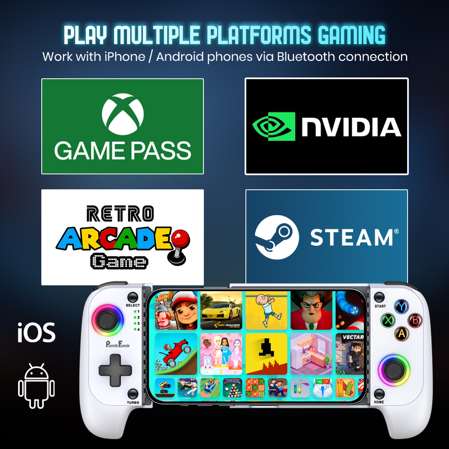 Image of PunnkFunnk Bluetooth Gaming Controller for Android & PC | Dual Shock | Rechargeable Gamepad Bluetooth Gamepad