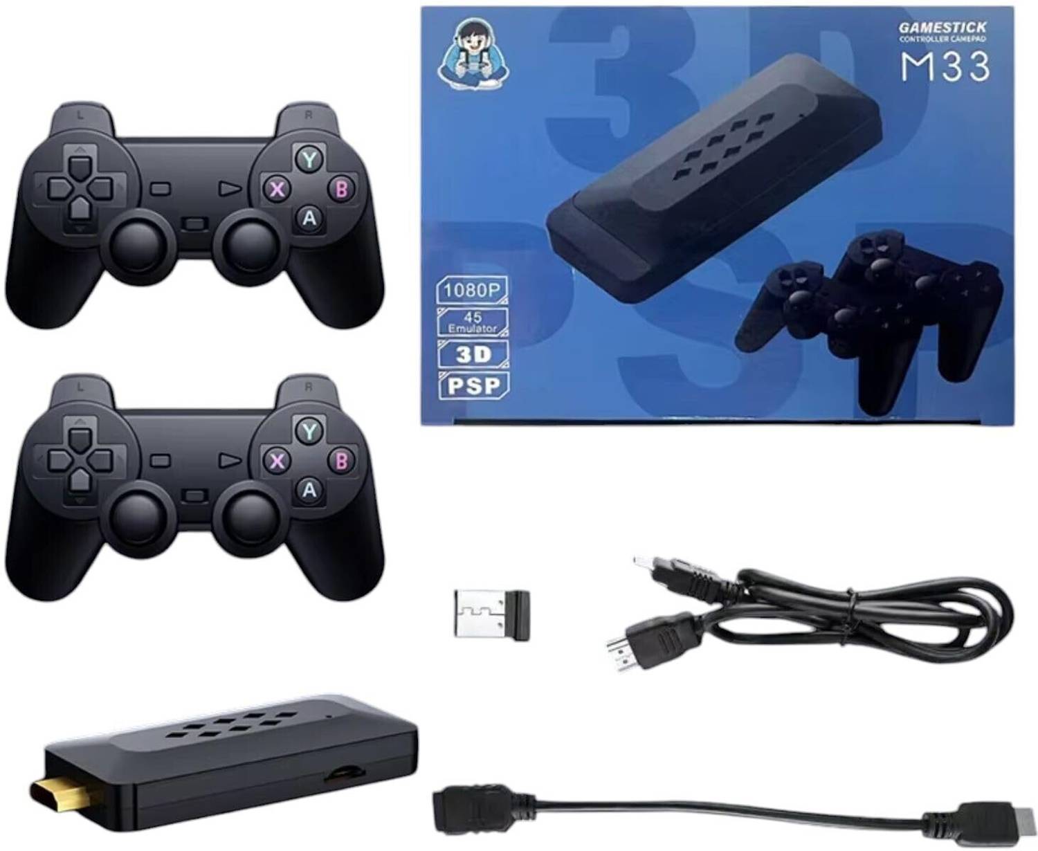 SHAILRON Game Stick, Inbuilt-30,000+ Retro Classic 3D Games, 3D Graphics & 4K Full HD Bluetooth Gamepad