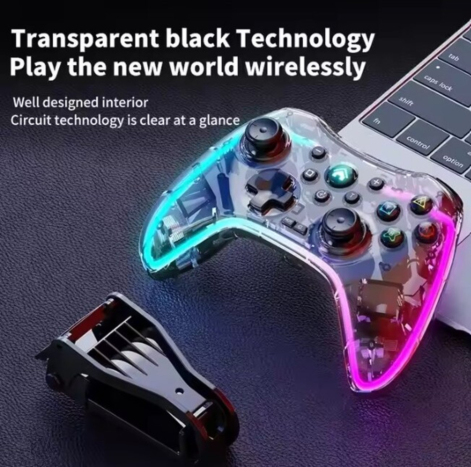 Image of Lantech Wireless RGB & Vibrator Gaming Bluetooth Controller Gamepad with Mobile Holder Bluetooth Gamepad