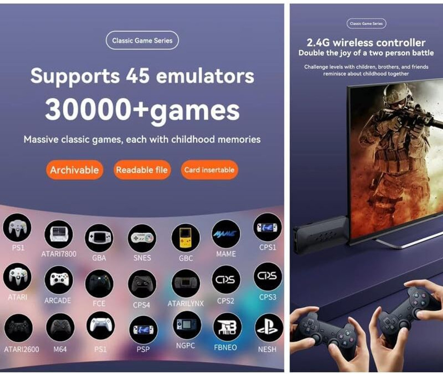 Image of DRUMSTONE Game Stick M33 4K HD Retro Video Game Console with 37,000 Gamepad