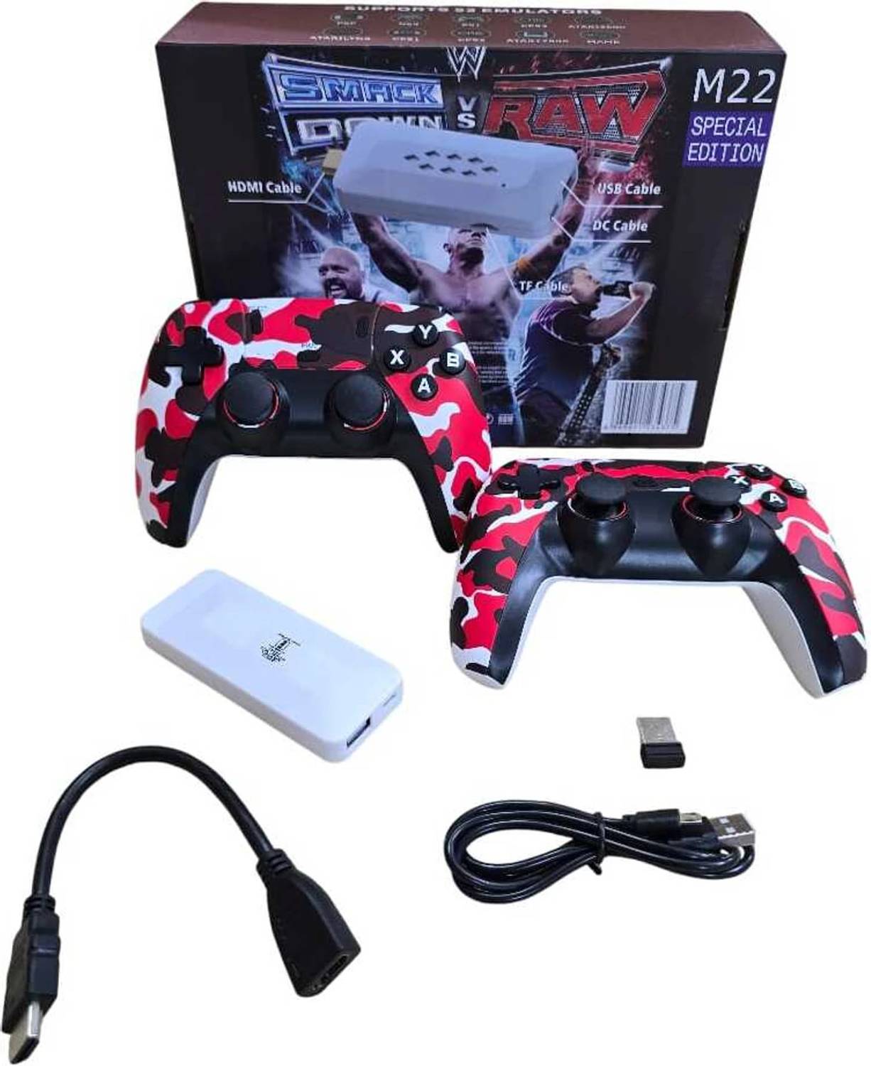 PICSTAR M22 Red Camouflage 1080P HDMI Retro Gaming Console, 30000+ Games & 45+ Emulators USB Gamepad