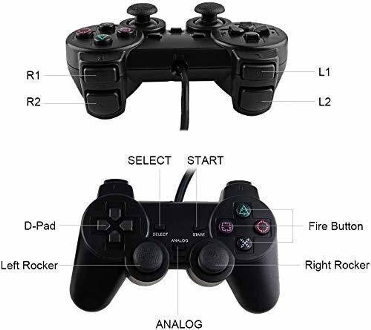 Tech Aura Ps-2 Wired Dualshock Gamepad Black - Image 2