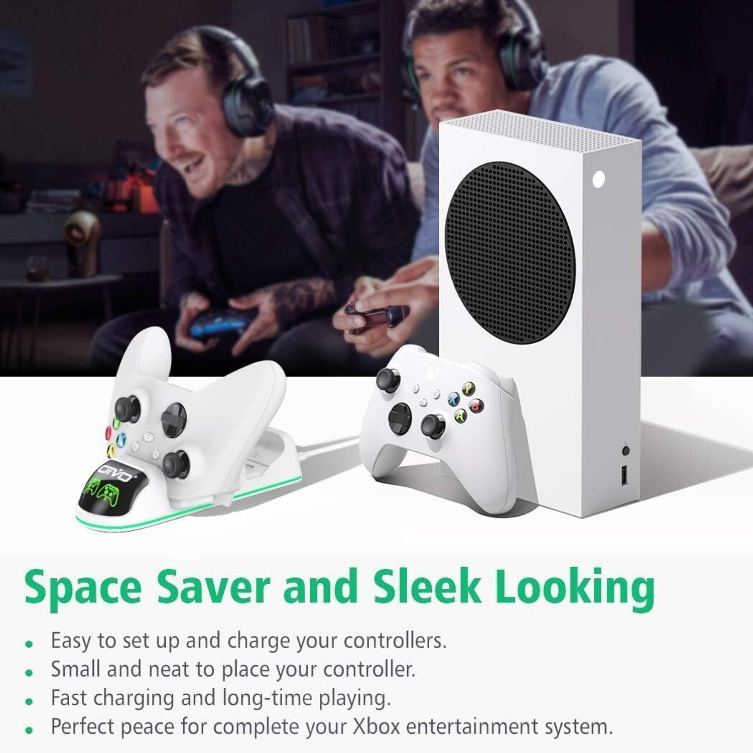 Image of HG WORLD Wireless Controller Charging Dock IV-X131W Charge -Up to 18 Hr of Gameplay USB Gamepad