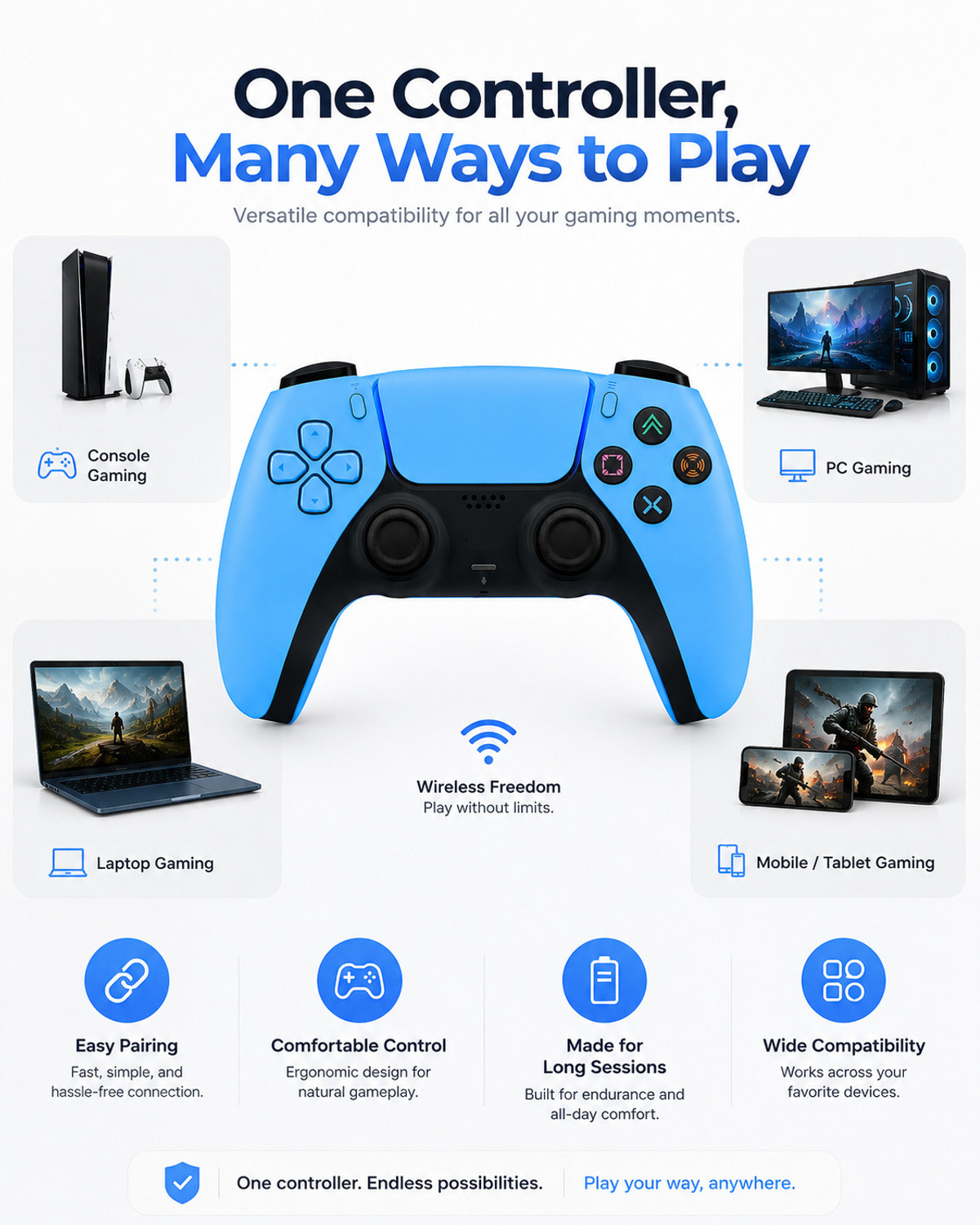 Image of HG WORLD PS5 DualSense Wireless Gaming Controller for Playstation Console,Heptic Feedback Bluetooth Gamepad