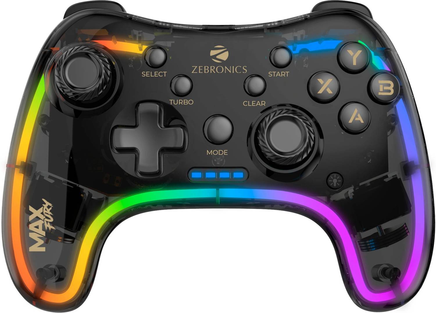 ZEBRONICS Max Fury Transparent RGB Wired USB Gamepad